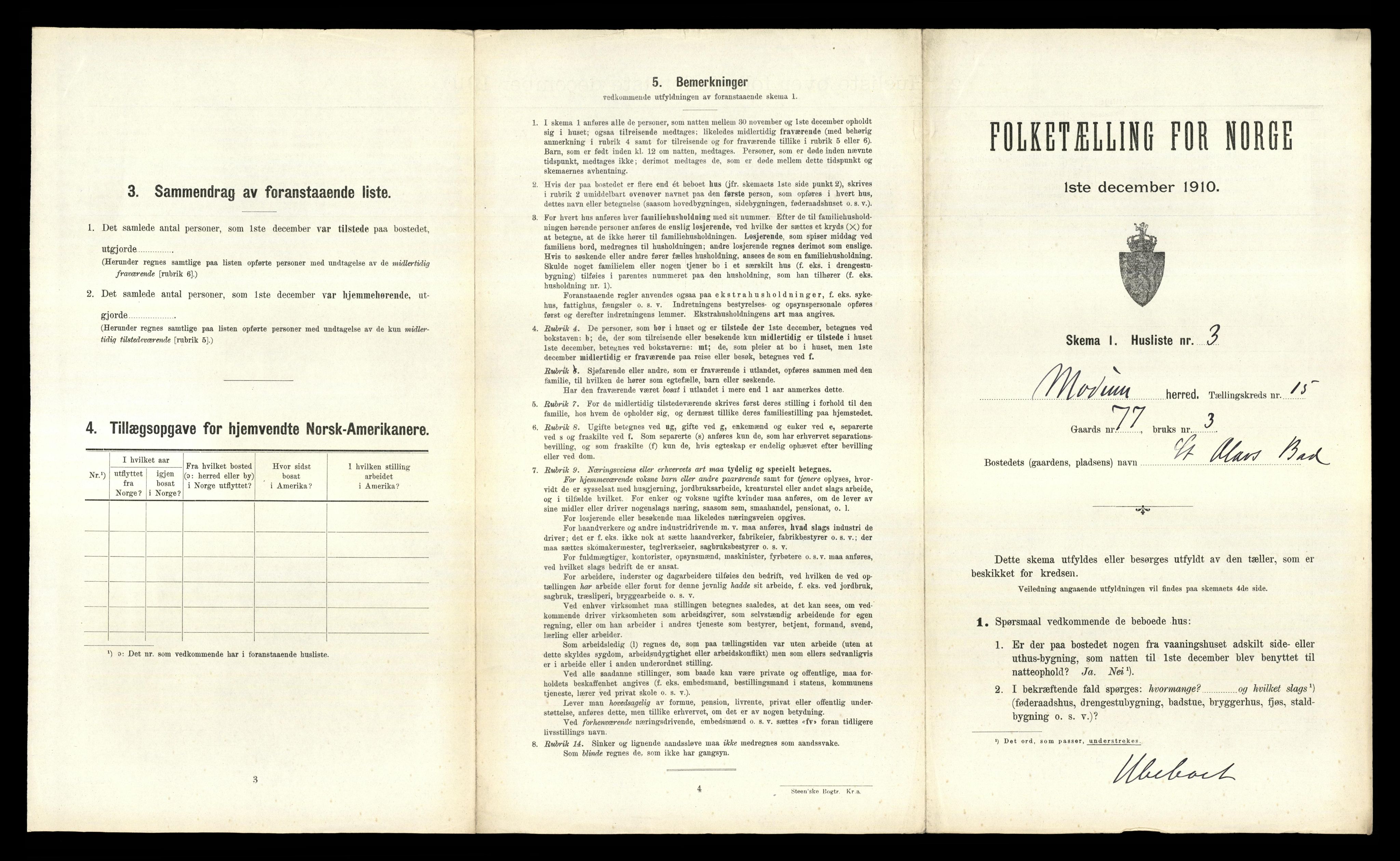 RA, 1910 census for Modum, 1910, p. 2480