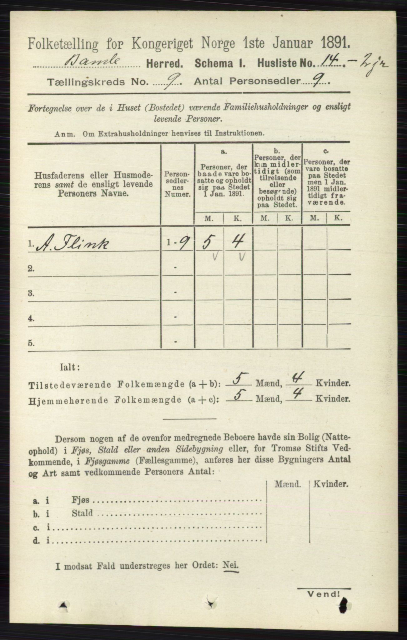 RA, 1891 census for 0814 Bamble, 1891, p. 4012