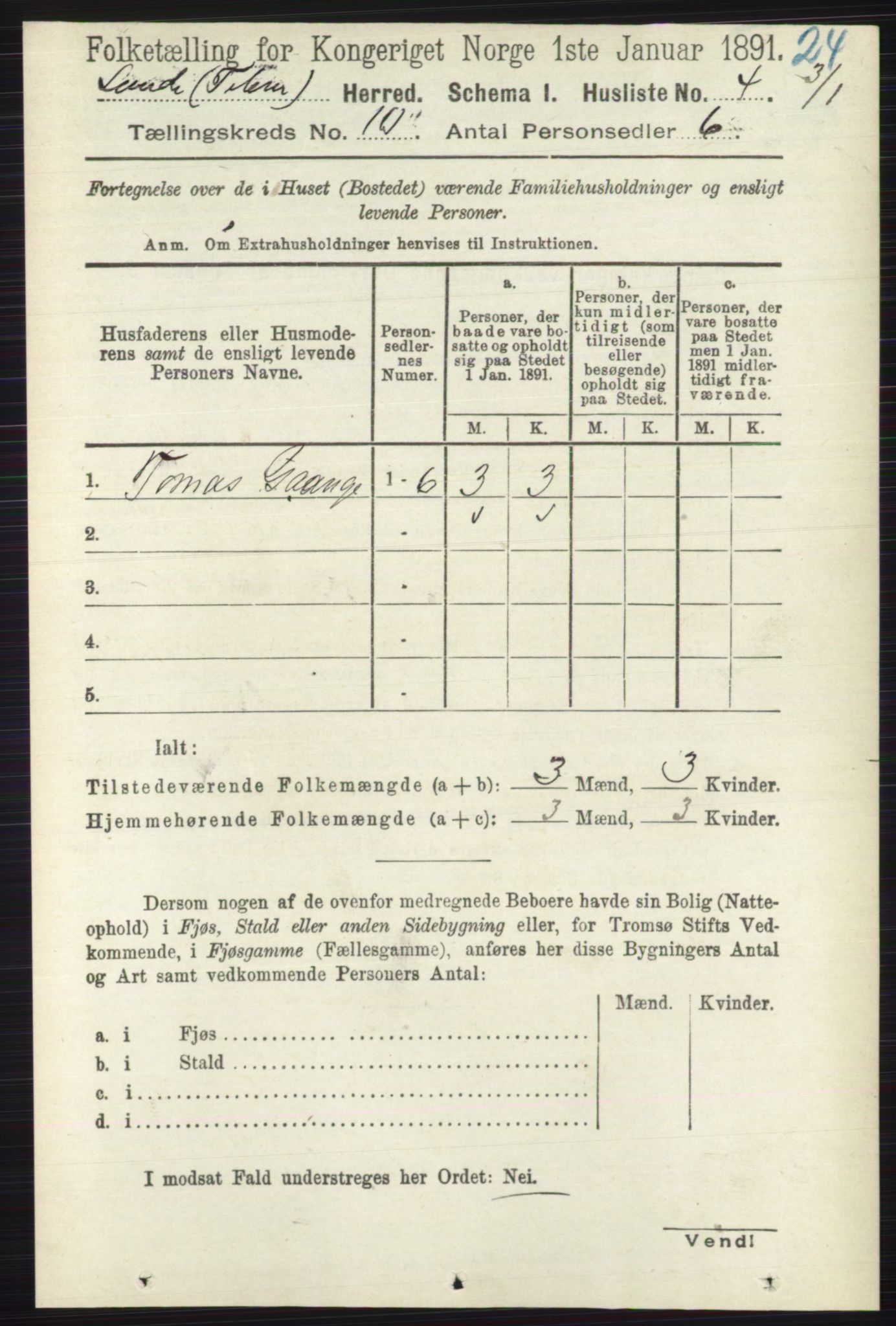 RA, 1891 census for 0820 Lunde, 1891, p. 2850