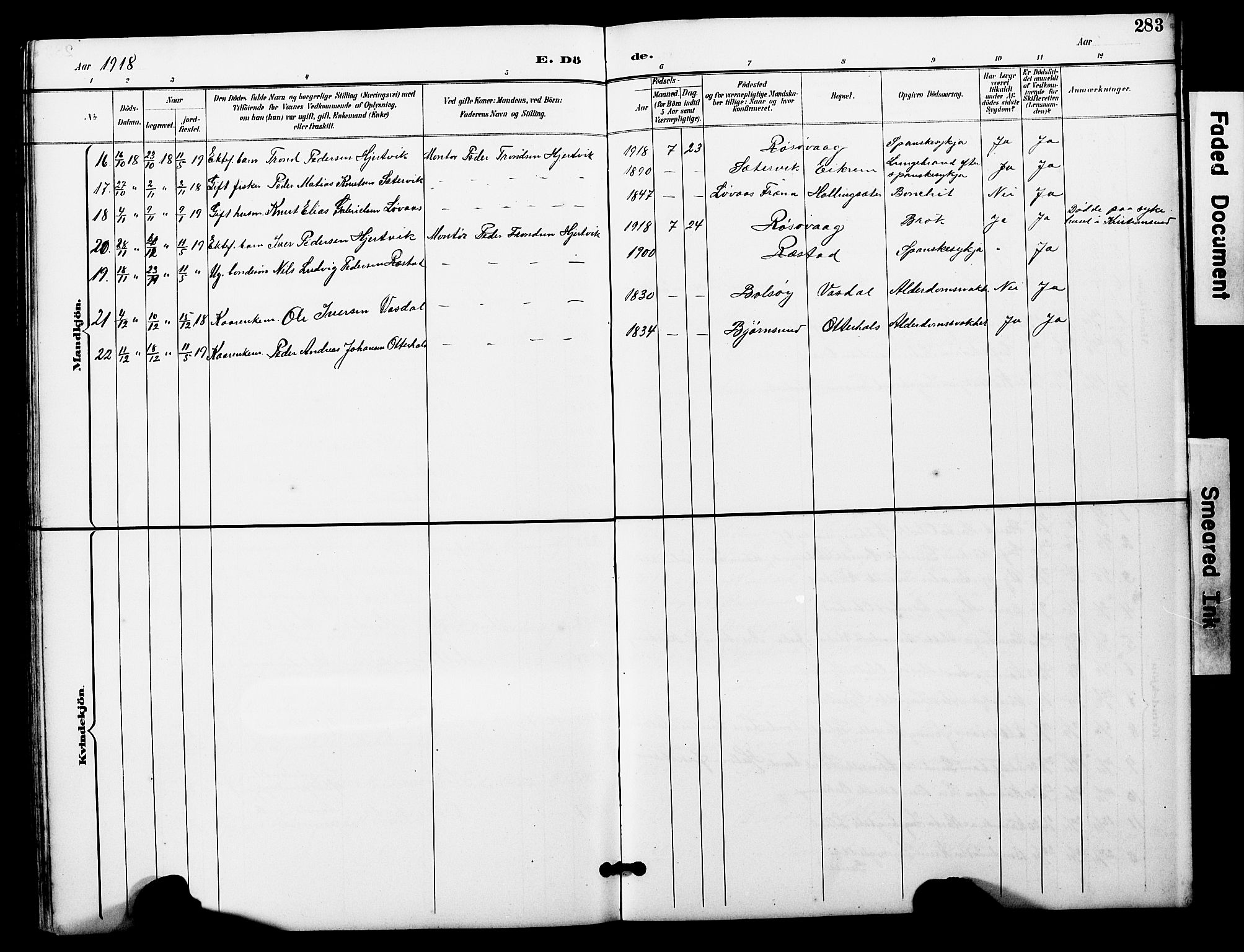 Ministerialprotokoller, klokkerbøker og fødselsregistre - Møre og Romsdal, AV/SAT-A-1454/560/L0725: Parish register (copy) no. 560C02, 1895-1930, p. 283