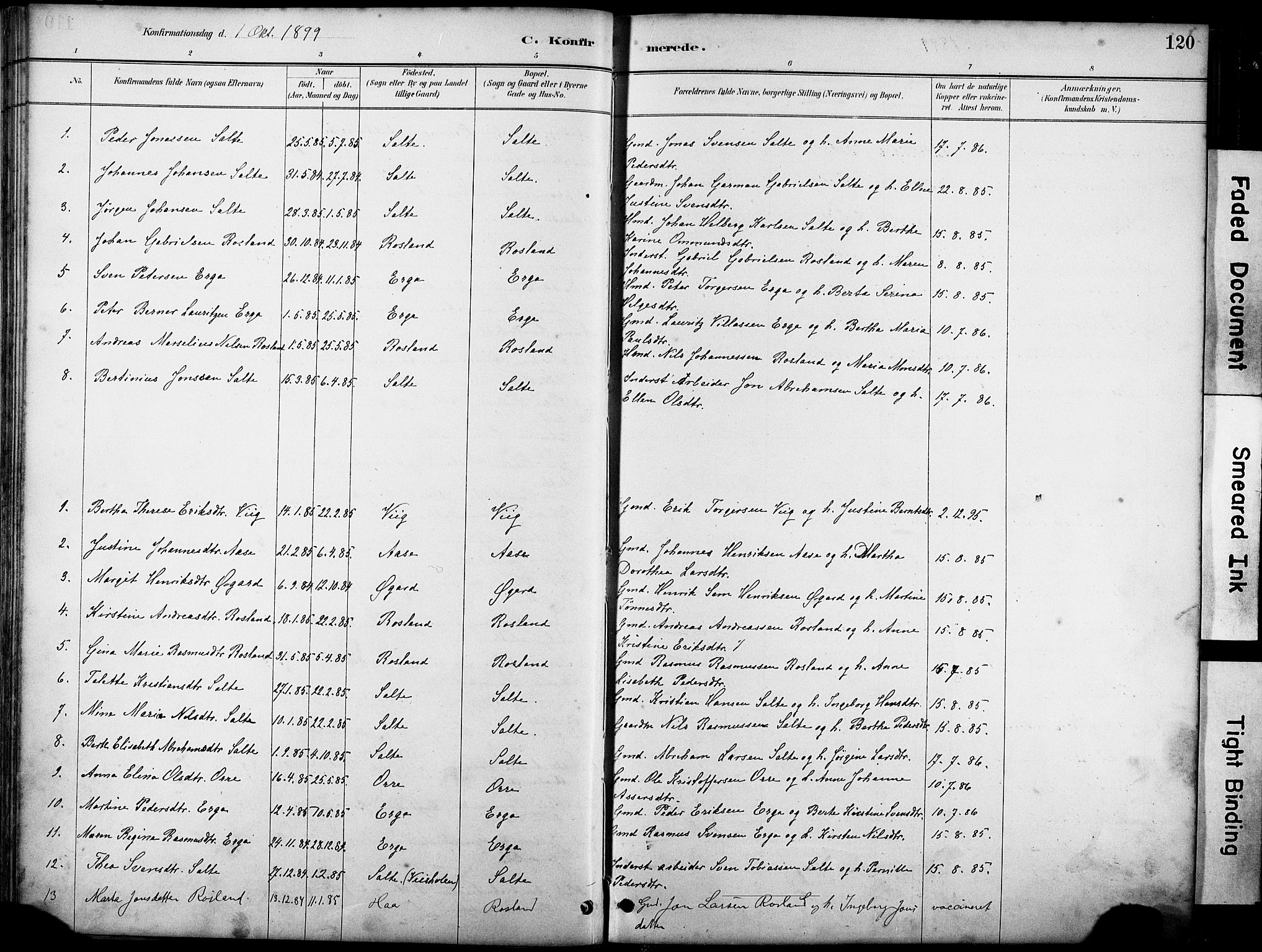 Klepp sokneprestkontor, SAST/A-101803/001/3/30BA/L0007: Parish register (official) no. A 8, 1886-1912, p. 120