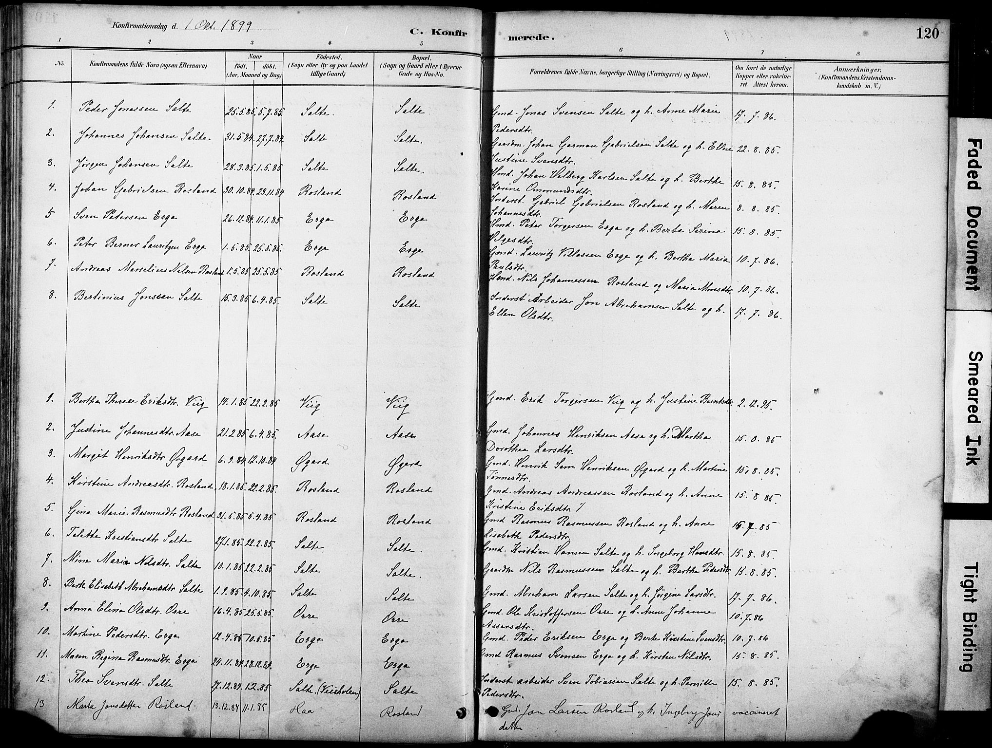 Klepp sokneprestkontor, AV/SAST-A-101803/001/3/30BA/L0007: Parish register (official) no. A 8, 1886-1912, p. 120