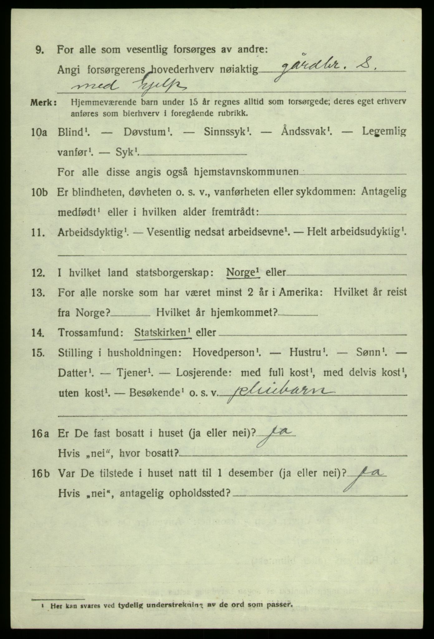 SAB, 1920 census for Bruvik, 1920, p. 1119