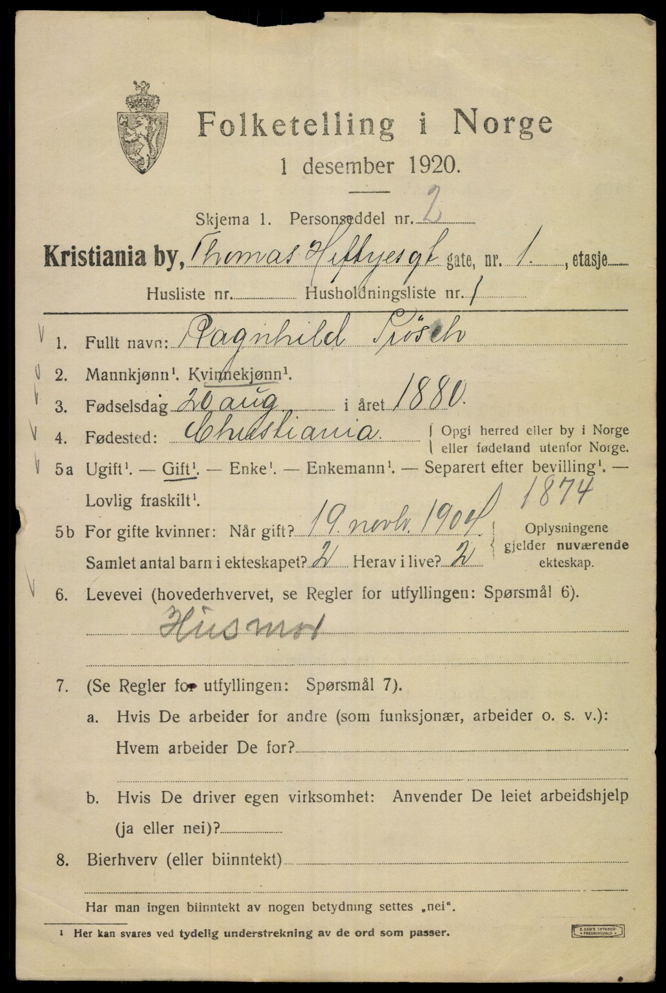 SAO, 1920 census for Kristiania, 1920, p. 570461