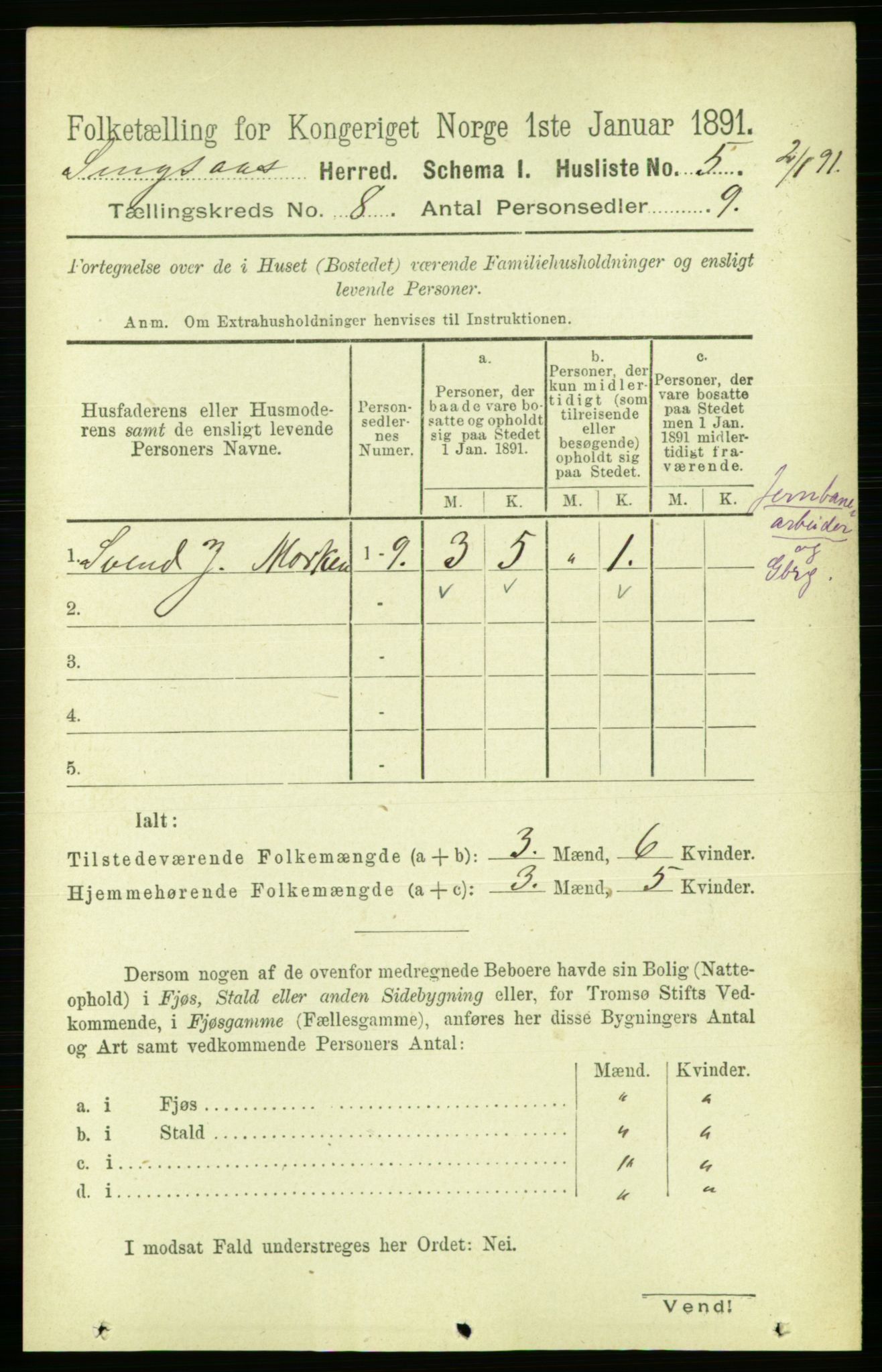 RA, 1891 census for 1646 Singsås, 1891, p. 1678