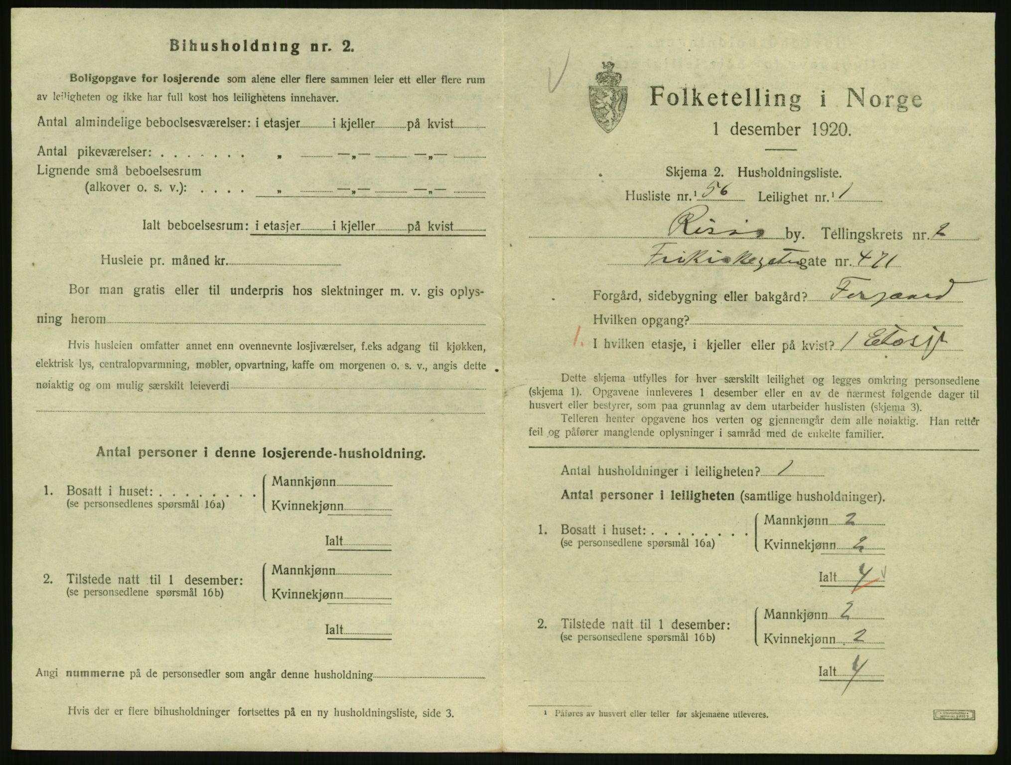 SAK, 1920 census for Risør, 1920, p. 2115