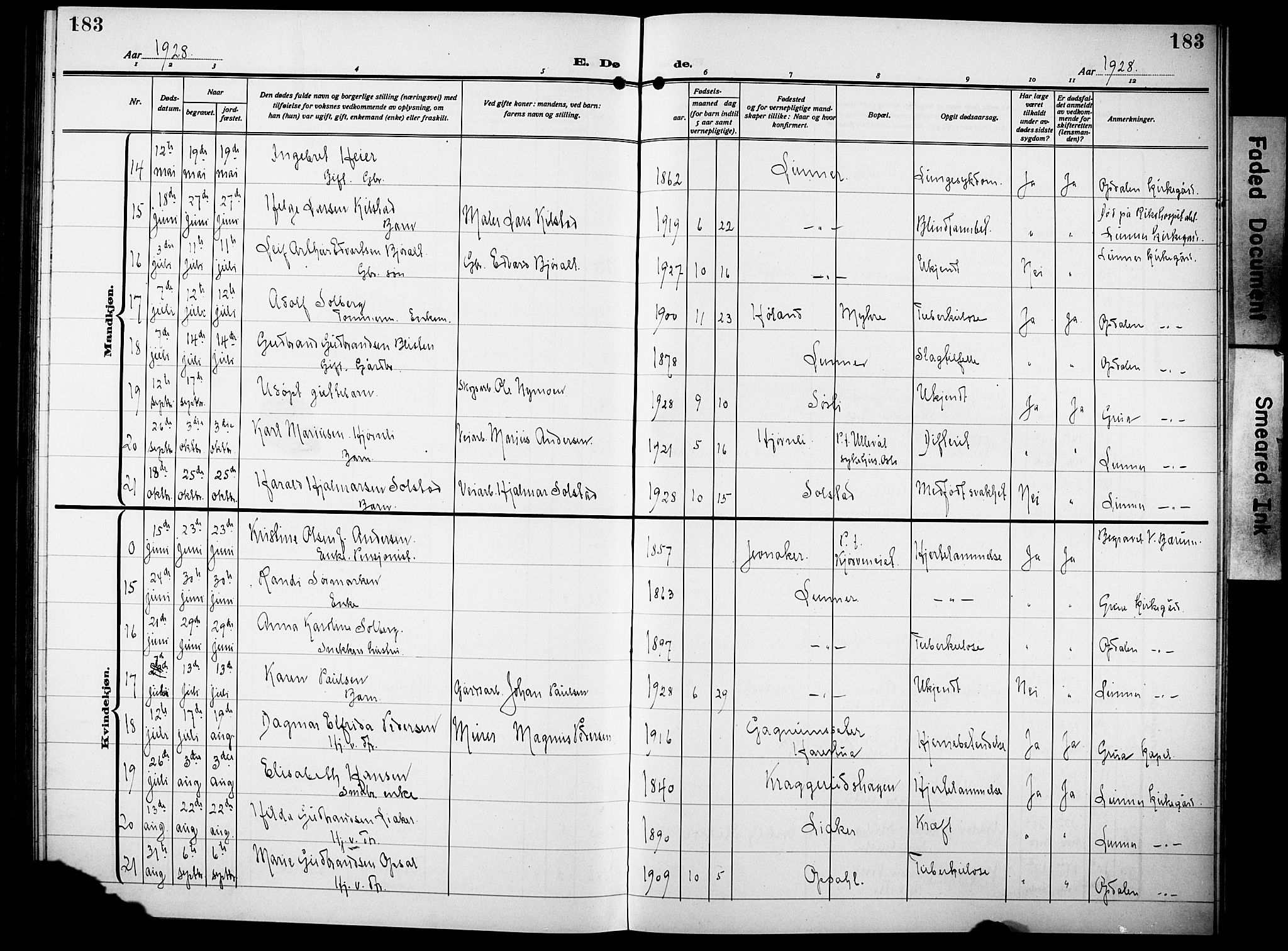 Lunner prestekontor, SAH/PREST-118/H/Ha/Hab/L0002: Parish register (copy) no. 2, 1923-1933, p. 183