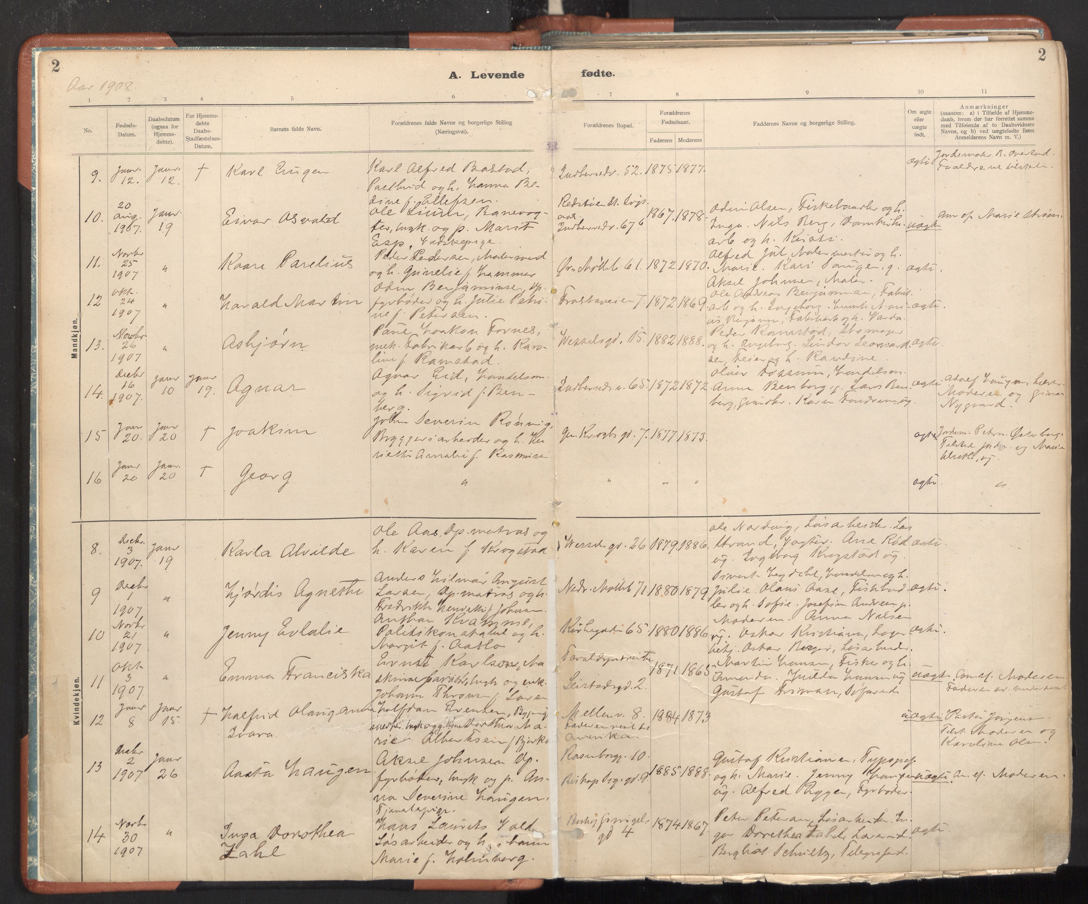 Ministerialprotokoller, klokkerbøker og fødselsregistre - Sør-Trøndelag, SAT/A-1456/605/L0243: Parish register (official) no. 605A05, 1908-1923, p. 2