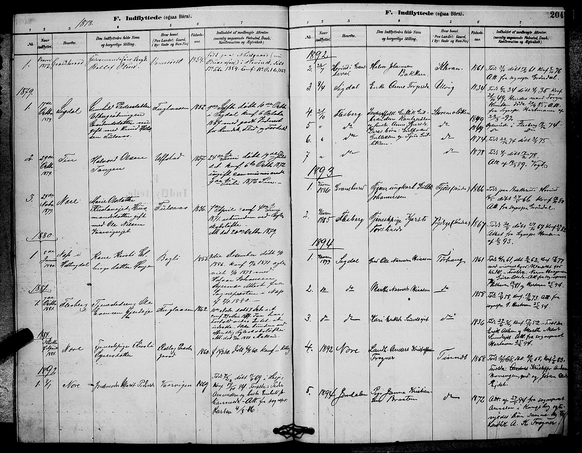 Rollag kirkebøker, SAKO/A-240/G/Ga/L0004: Parish register (copy) no. I 4, 1878-1903, p. 204