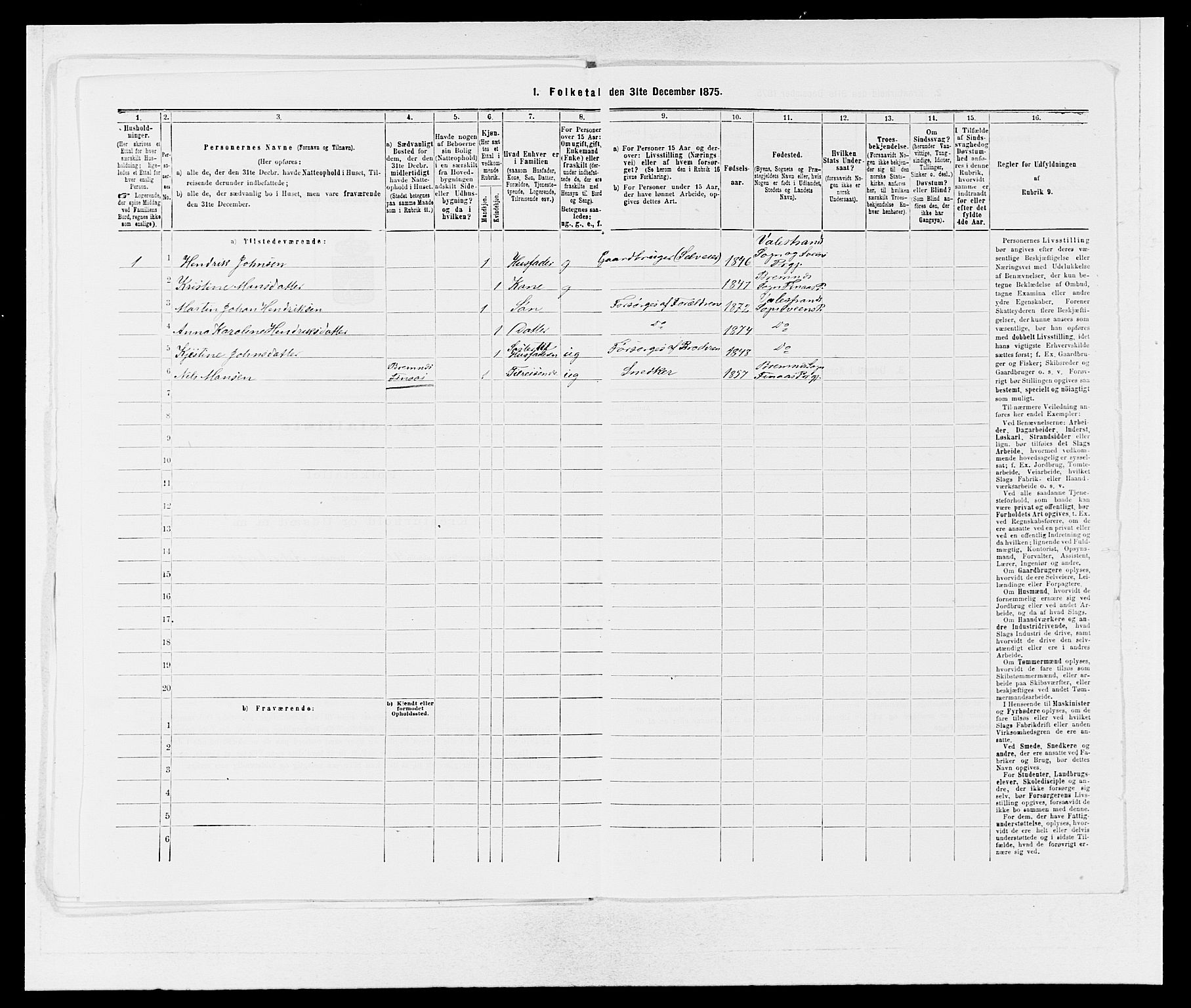 SAB, 1875 census for 1216P Sveio, 1875, p. 1511