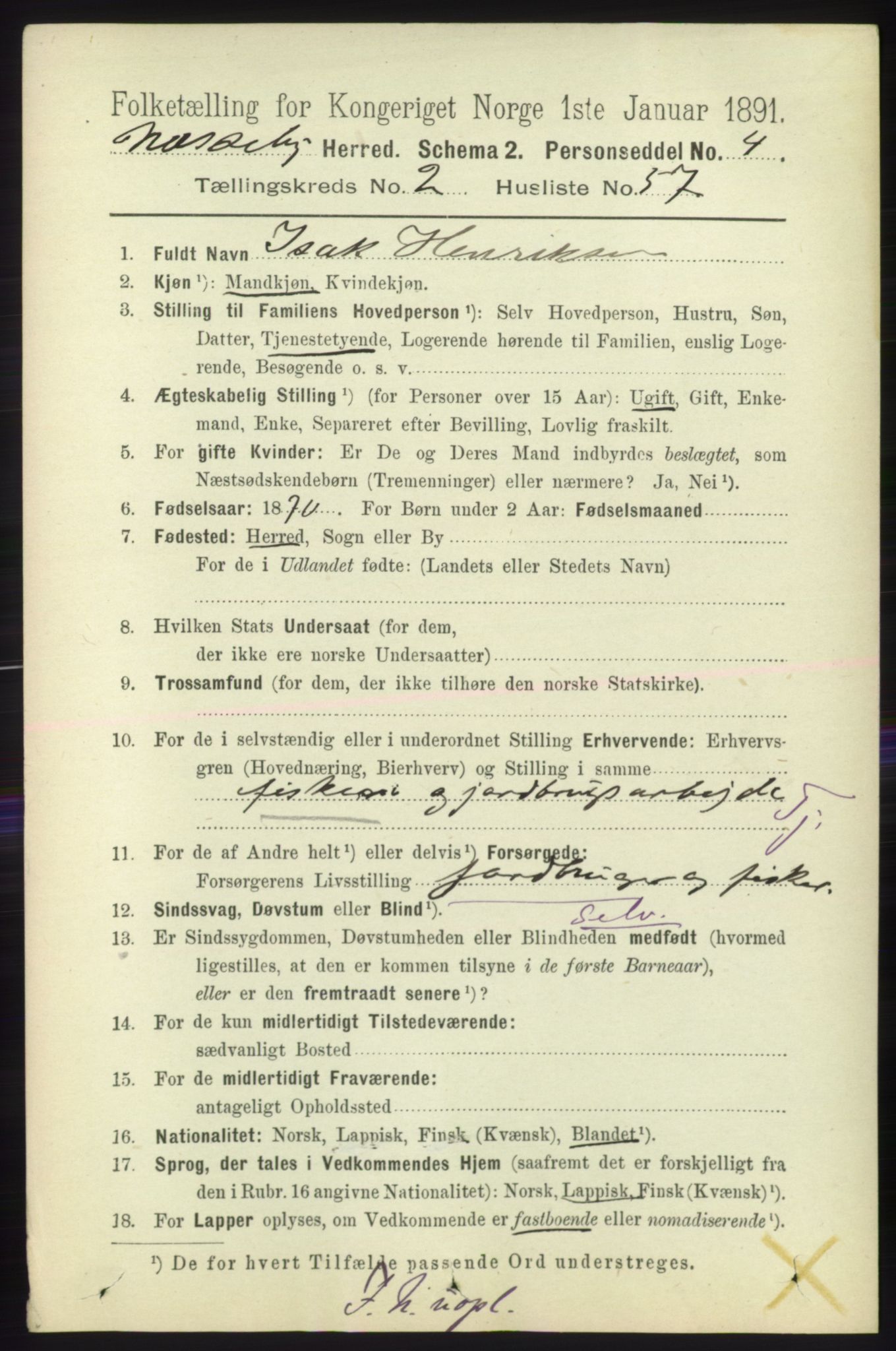 RA, 1891 census for 2027 Nesseby, 1891, p. 973