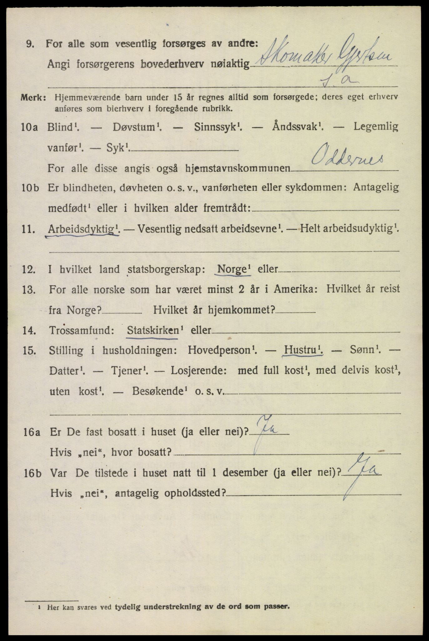 SAK, 1920 census for Søgne, 1920, p. 2820