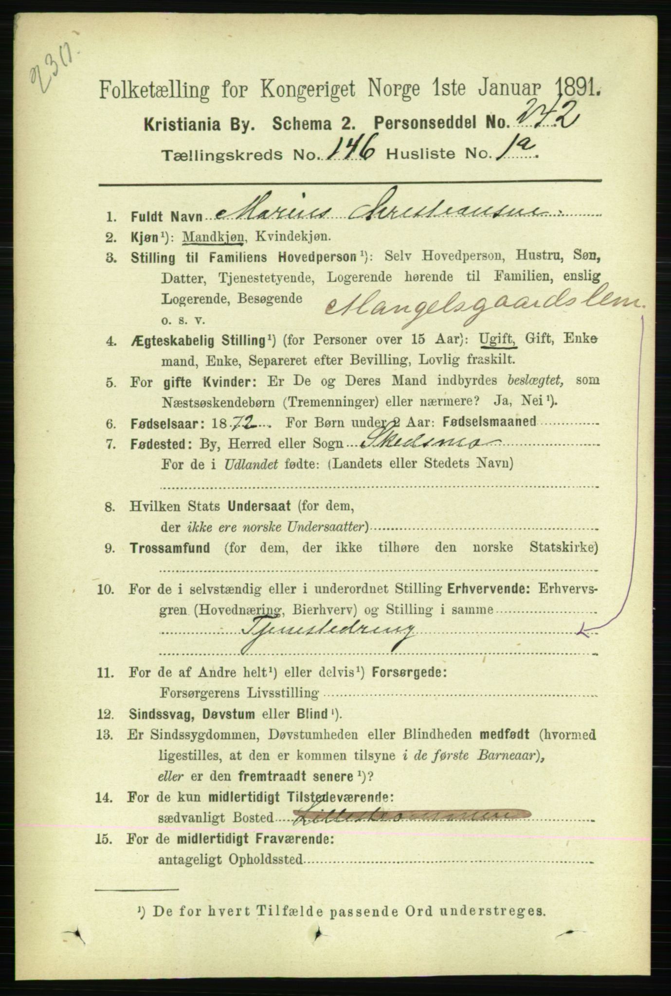 RA, 1891 census for 0301 Kristiania, 1891, p. 80394