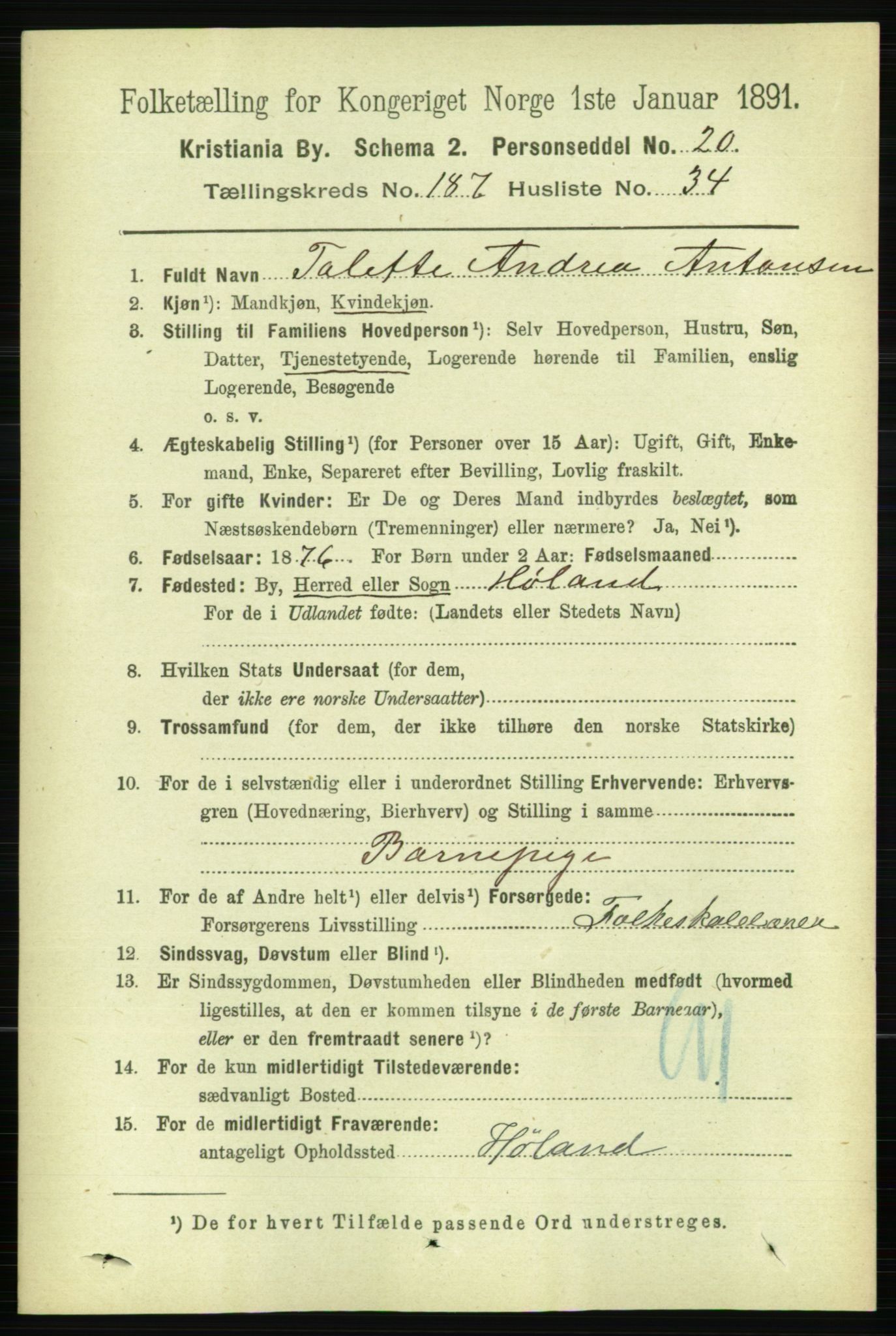 RA, 1891 census for 0301 Kristiania, 1891, p. 112521