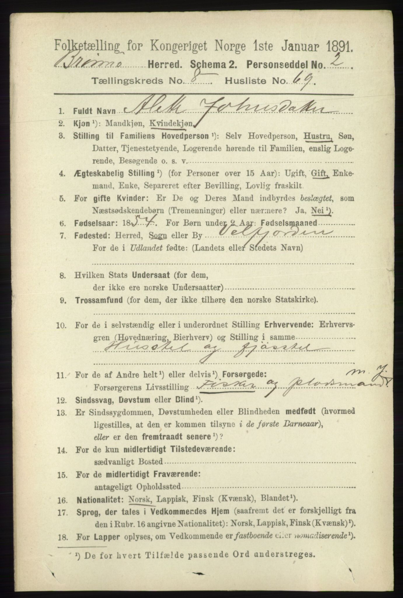 RA, 1891 census for 1814 Brønnøy, 1891, p. 4814