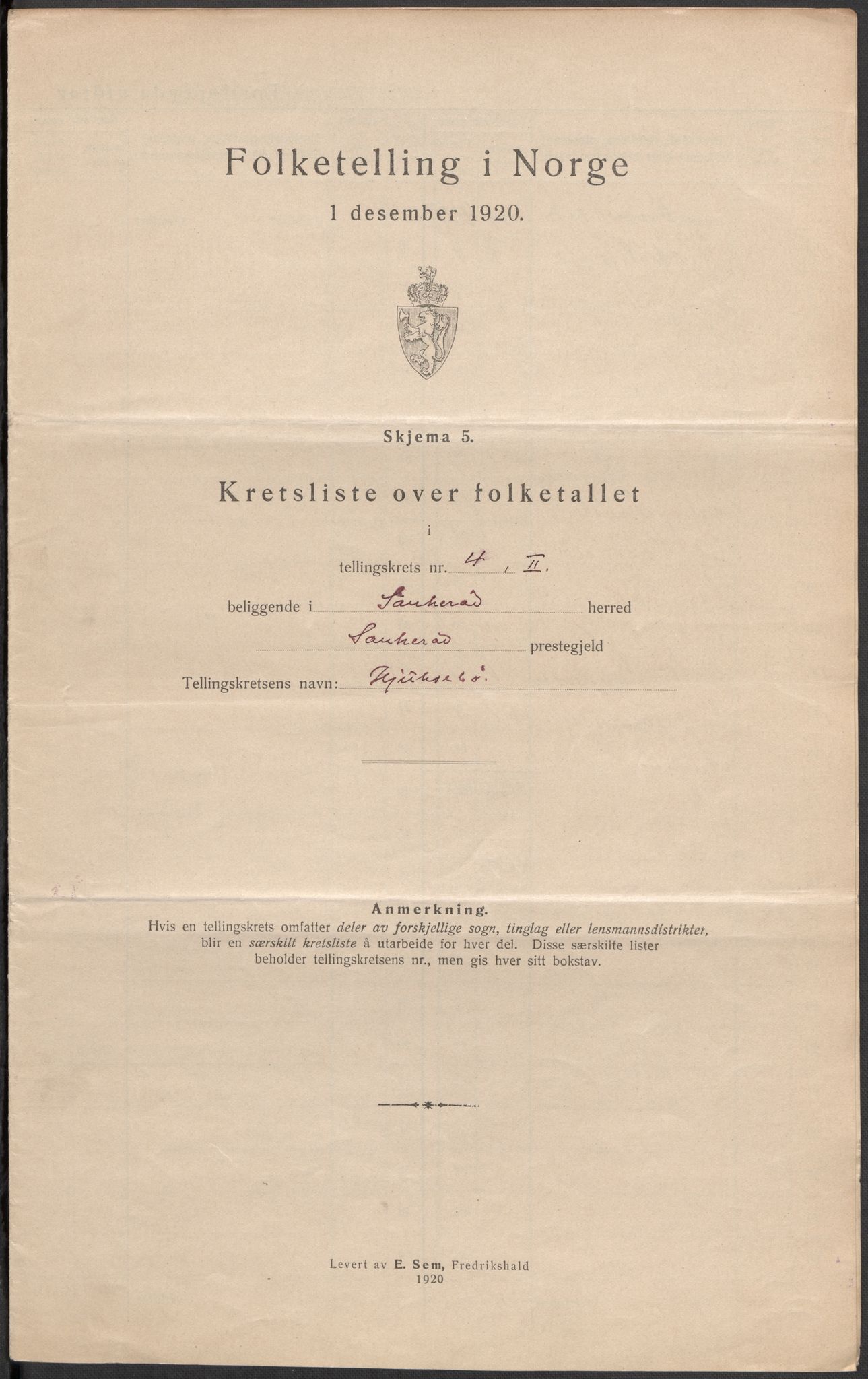 SAKO, 1920 census for Sauherad, 1920, p. 19