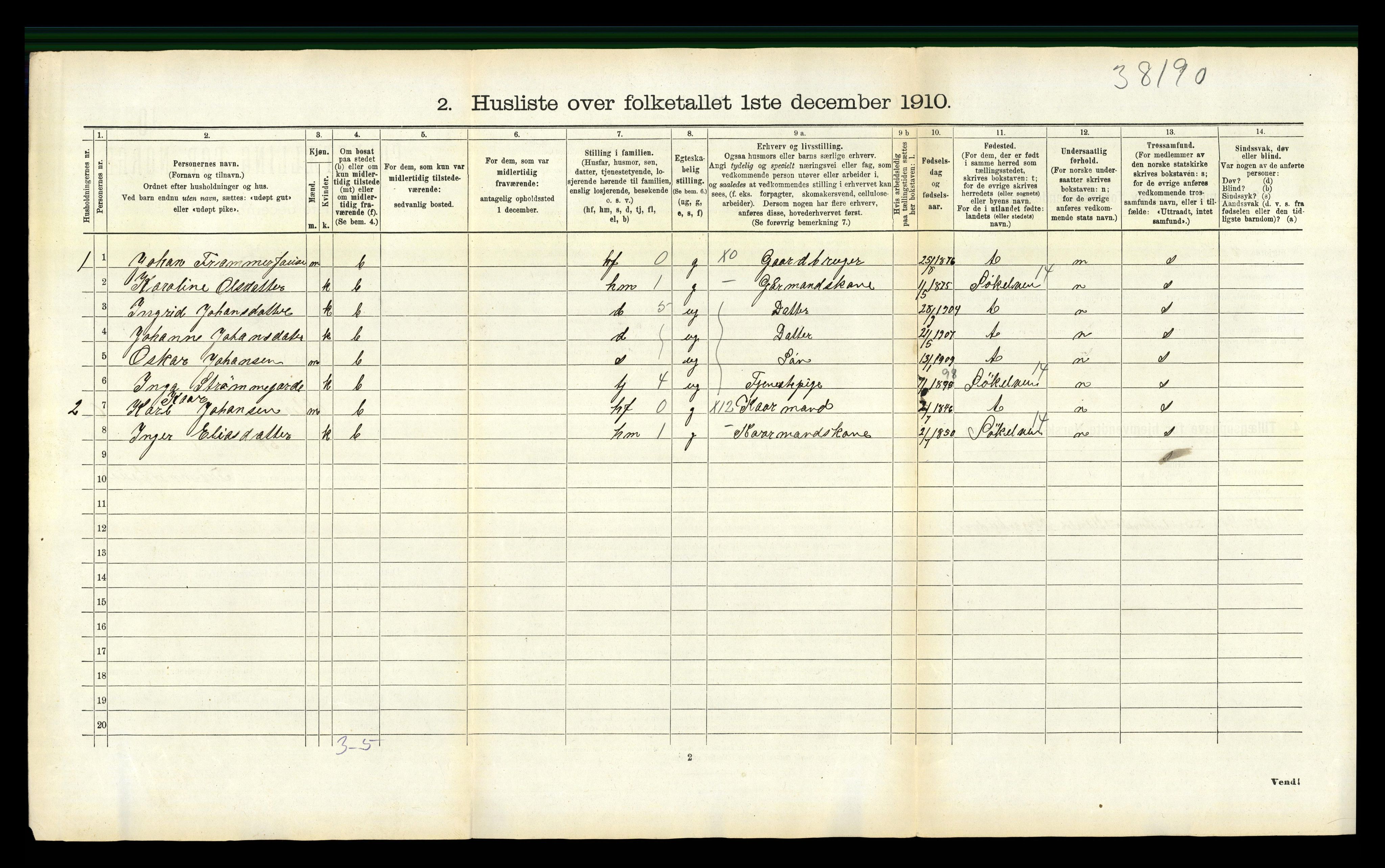 RA, 1910 census for Stranda, 1910, p. 507