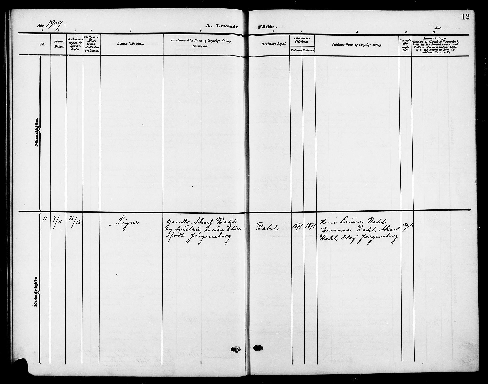 Nesodden prestekontor Kirkebøker, SAO/A-10013/G/Gb/L0001: Parish register (copy) no. II 1, 1905-1924, p. 12