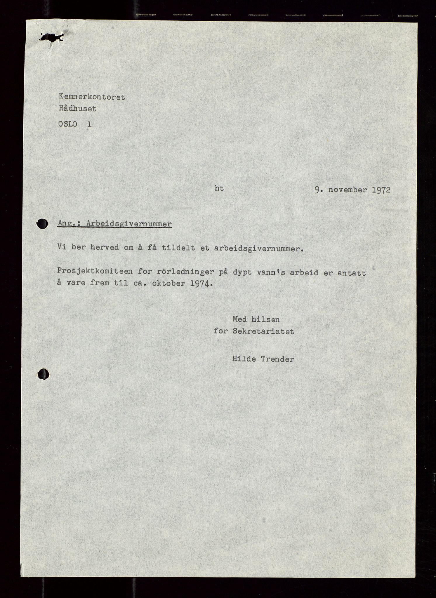 Industridepartementet, Oljekontoret, AV/SAST-A-101348/Di/L0002: DWP, måneds- kvartals- halvårs- og årsrapporter, økonomi, personell, div., 1972-1974, p. 485