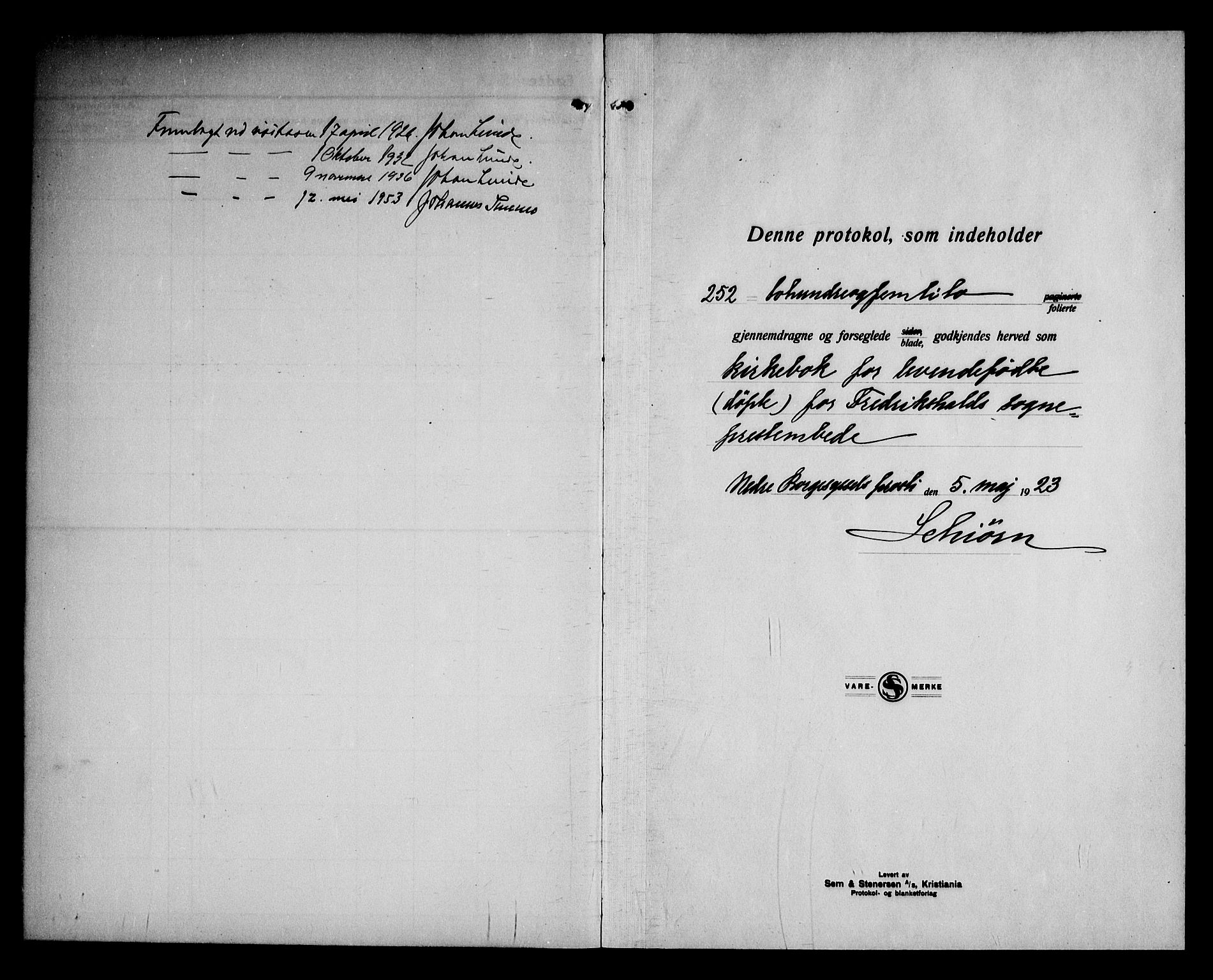 Halden prestekontor Kirkebøker, SAO/A-10909/G/Ga/L0012: Parish register (copy) no. 12, 1923-1946