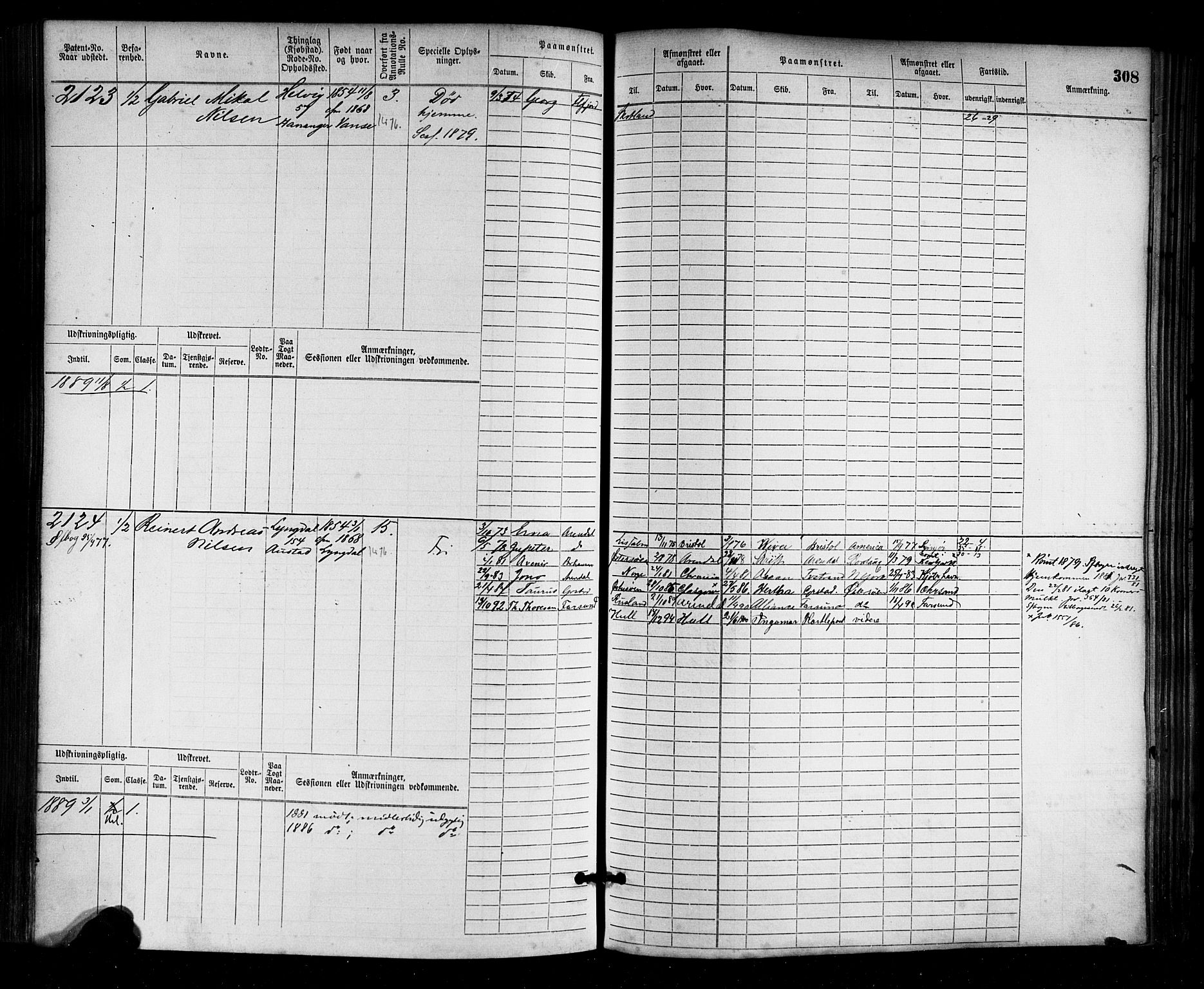 Farsund mønstringskrets, AV/SAK-2031-0017/F/Fb/L0003: Hovedrulle nr 1509-2274, M-6, 1868-1915, p. 314