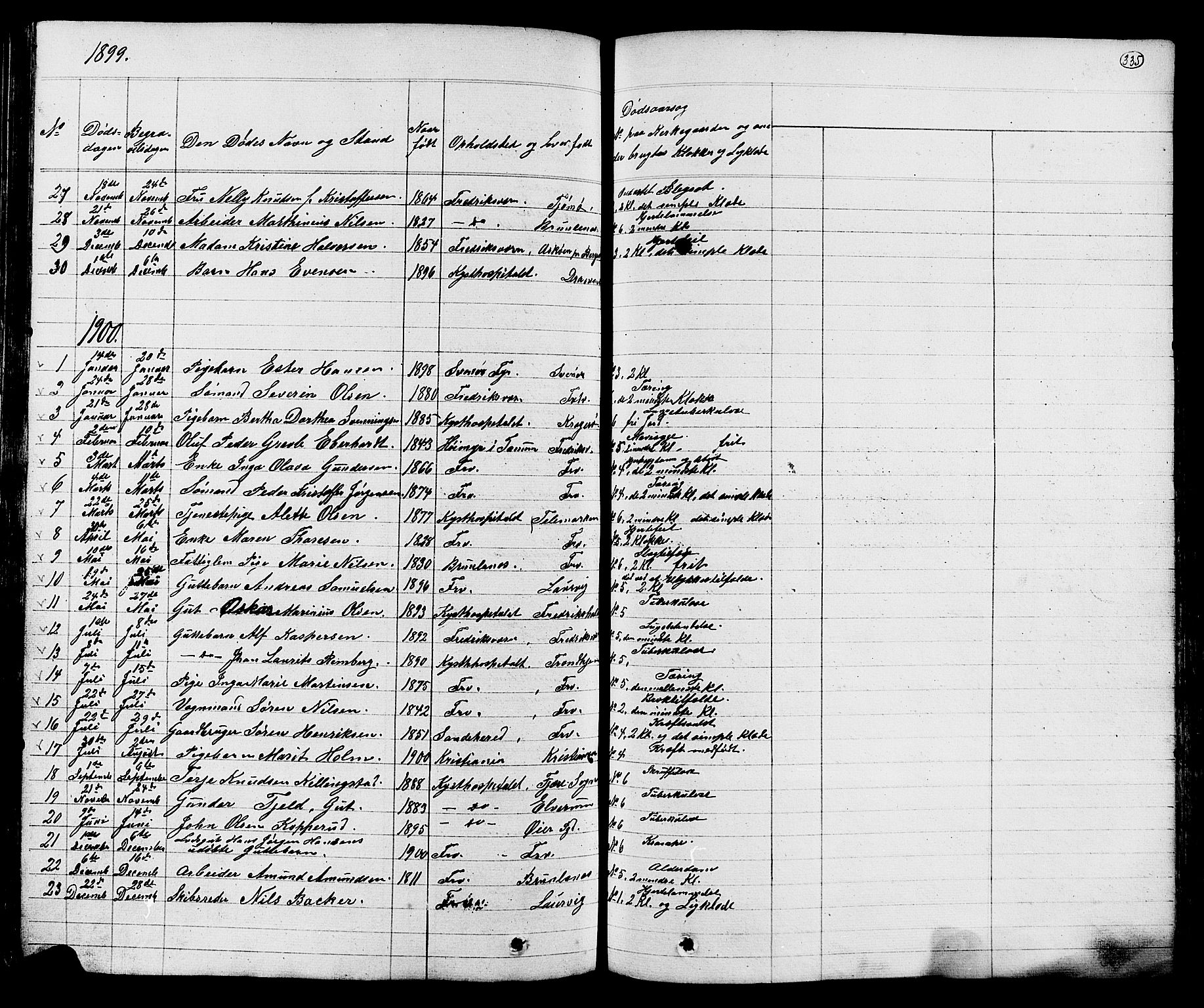 Stavern kirkebøker, AV/SAKO-A-318/G/Ga/L0002: Parish register (copy) no. 2, 1839-1909, p. 335