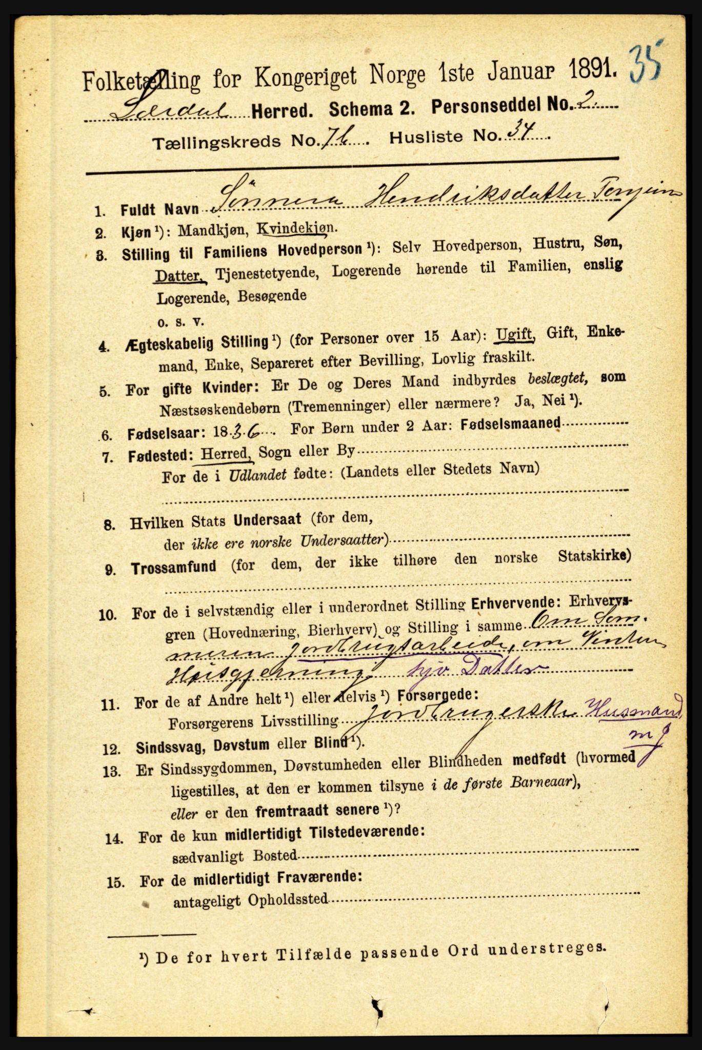 RA, 1891 census for 1422 Lærdal, 1891, p. 1324