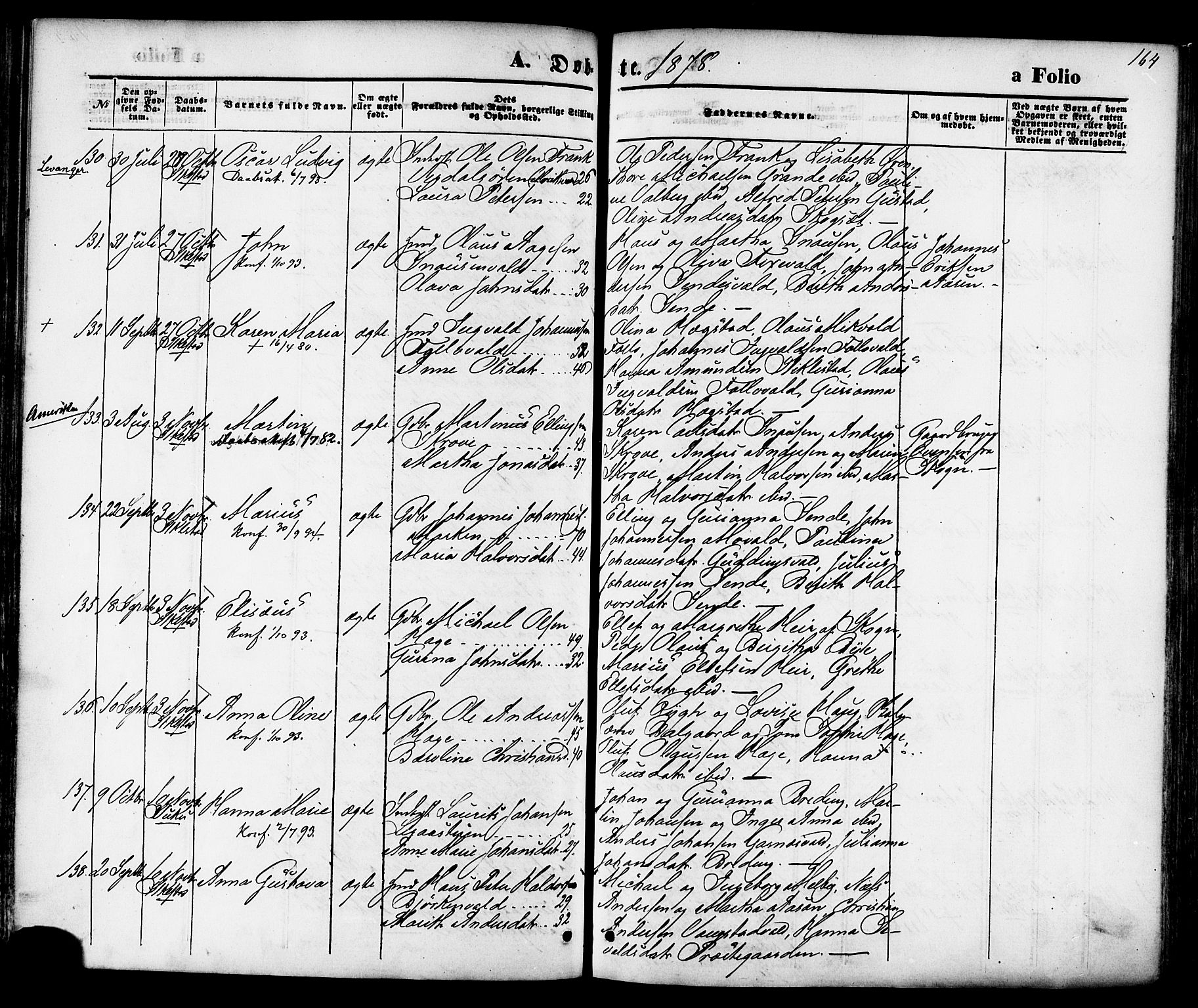 Ministerialprotokoller, klokkerbøker og fødselsregistre - Nord-Trøndelag, AV/SAT-A-1458/723/L0242: Parish register (official) no. 723A11, 1870-1880, p. 164