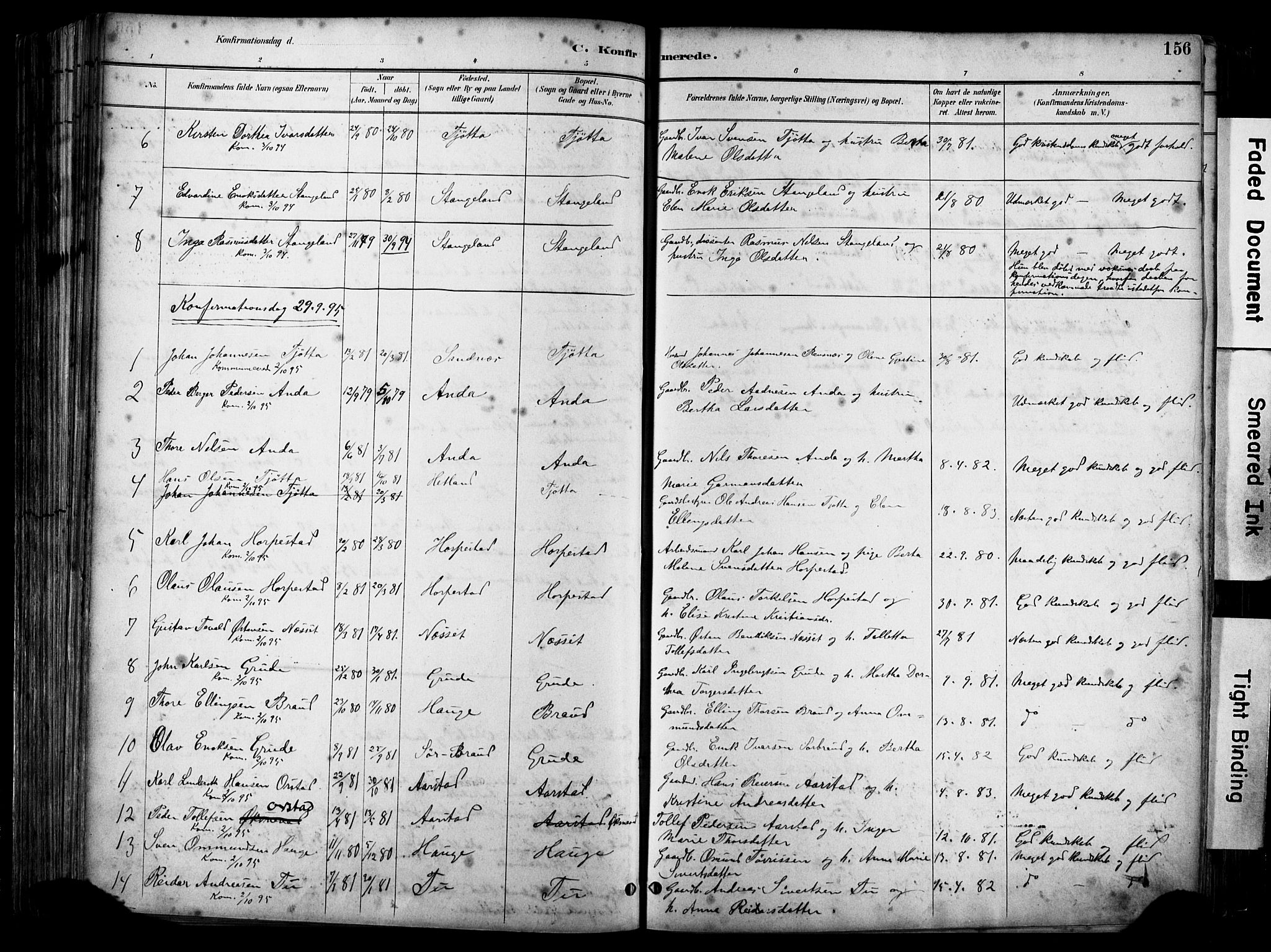 Klepp sokneprestkontor, SAST/A-101803/001/3/30BA/L0009: Parish register (official) no. A 7, 1886-1915, p. 156