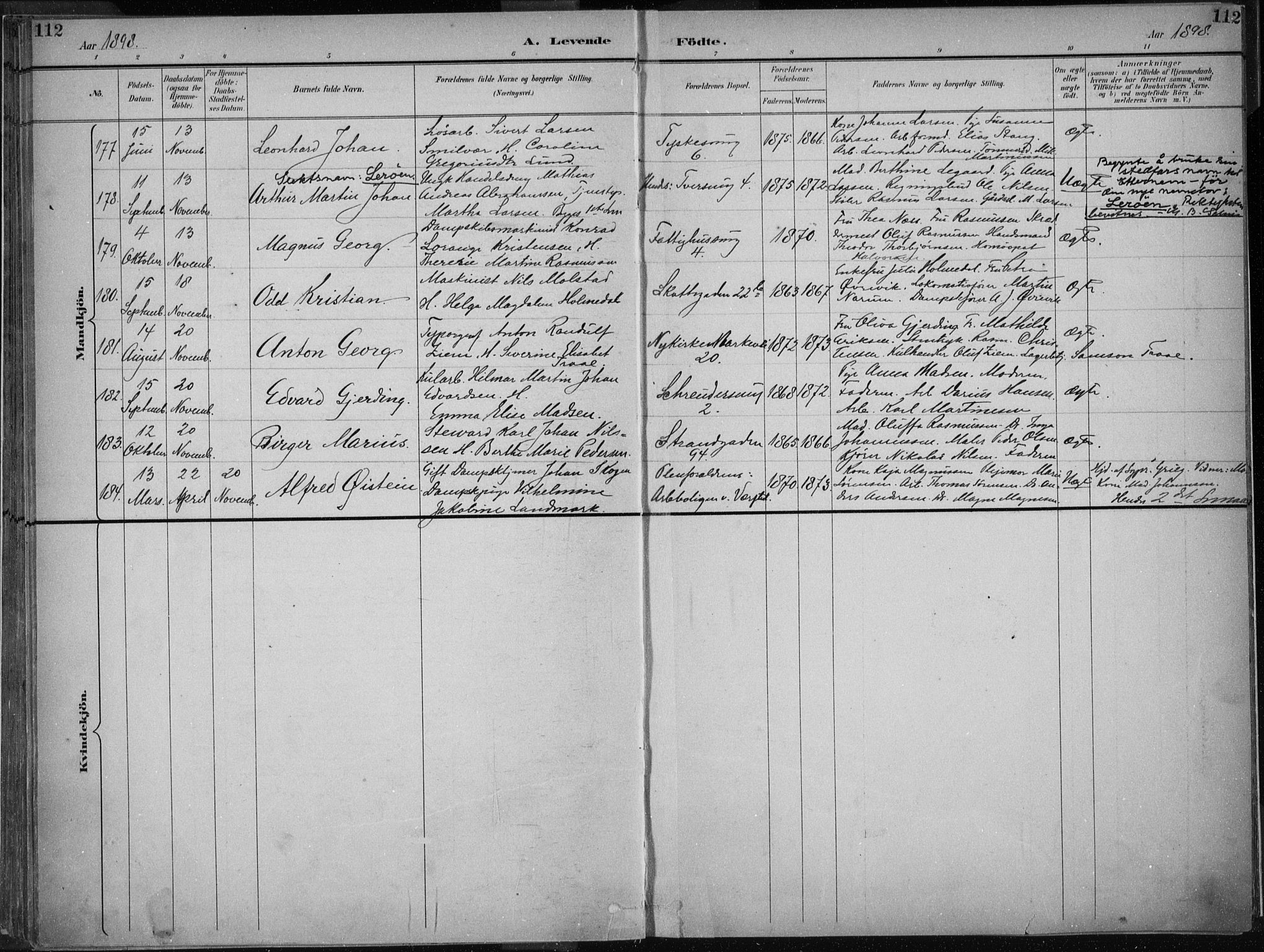 Nykirken Sokneprestembete, AV/SAB-A-77101/H/Haa/L0018: Parish register (official) no. B 6, 1895-1903, p. 112