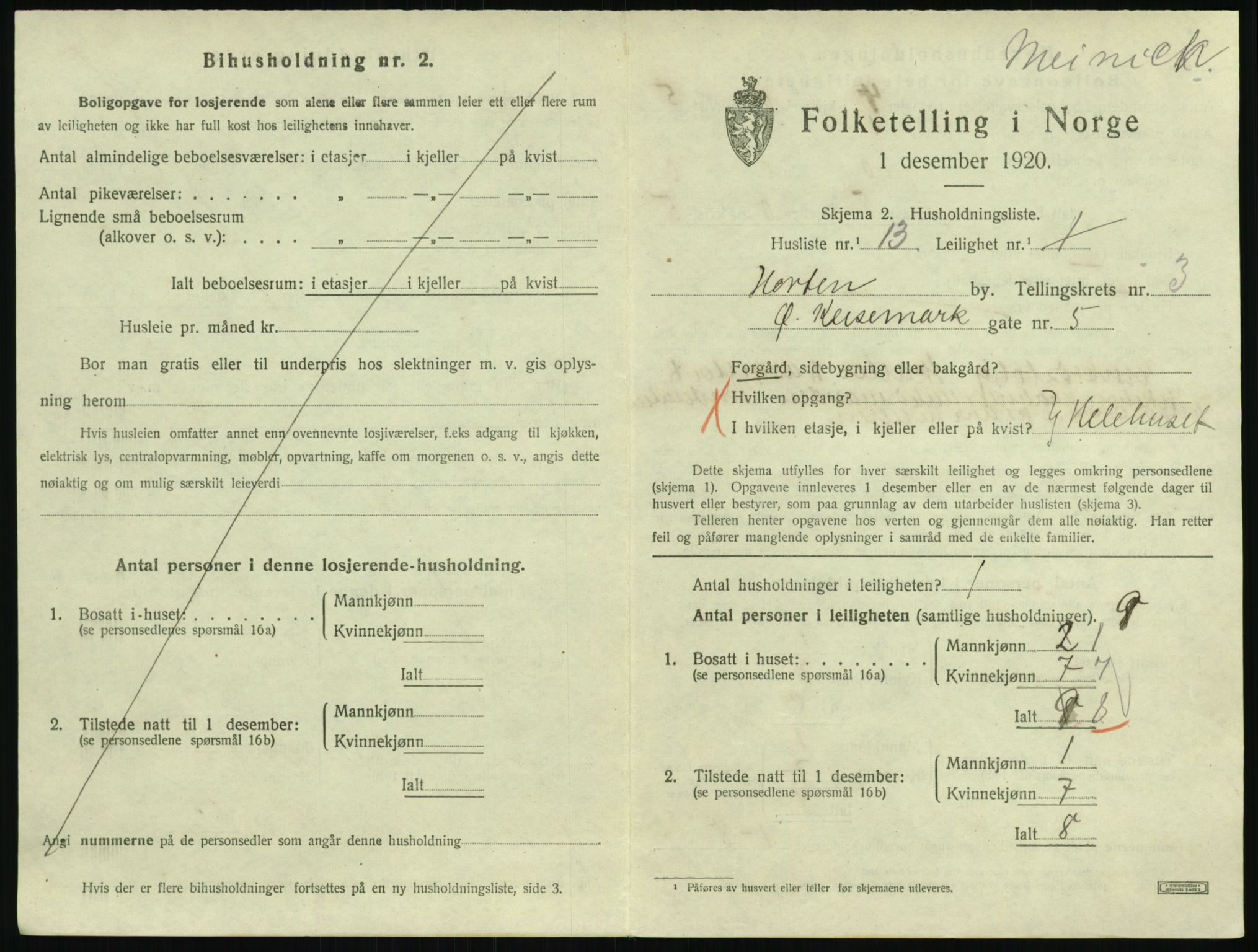 SAKO, 1920 census for Horten, 1920, p. 4173