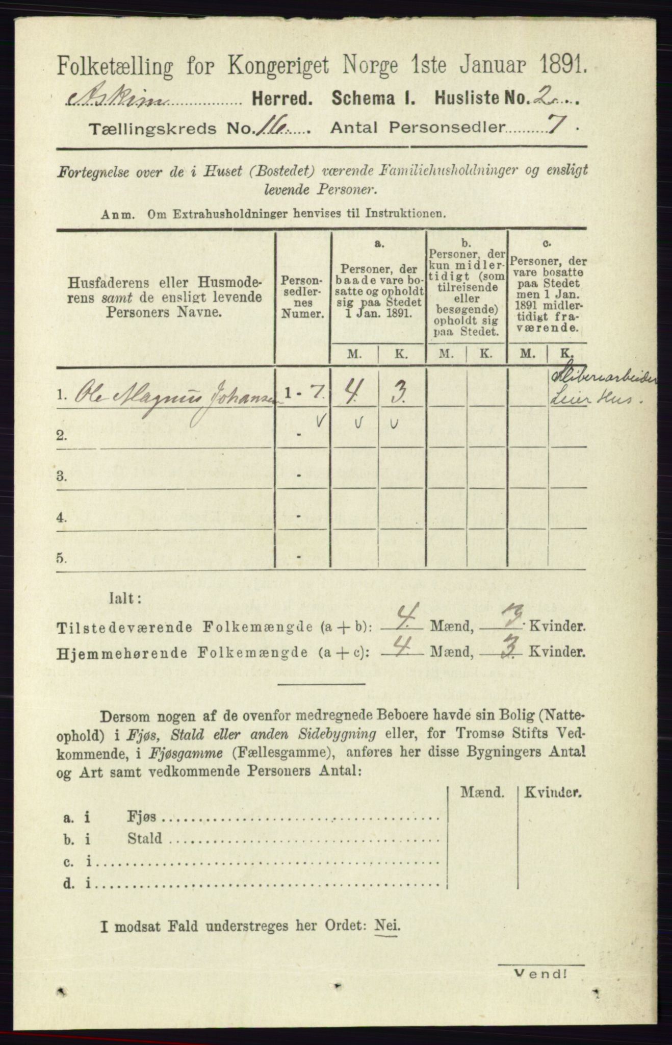 RA, 1891 census for 0124 Askim, 1891, p. 2604