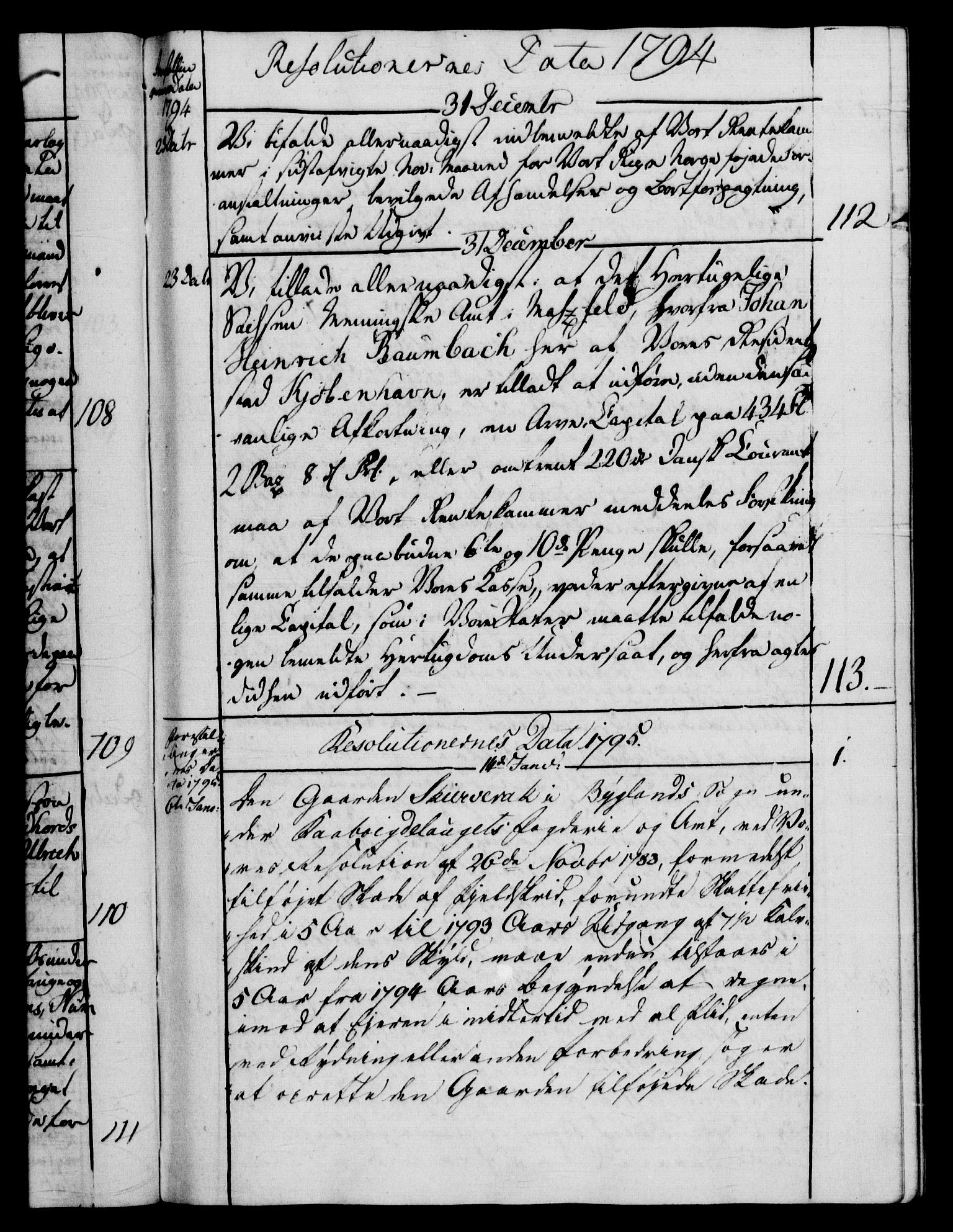 Rentekammeret, Kammerkanselliet, RA/EA-3111/G/Gf/Gfb/L0014: Register til norske relasjons- og resolusjonsprotokoller (merket RK 52.109), 1794-1796
