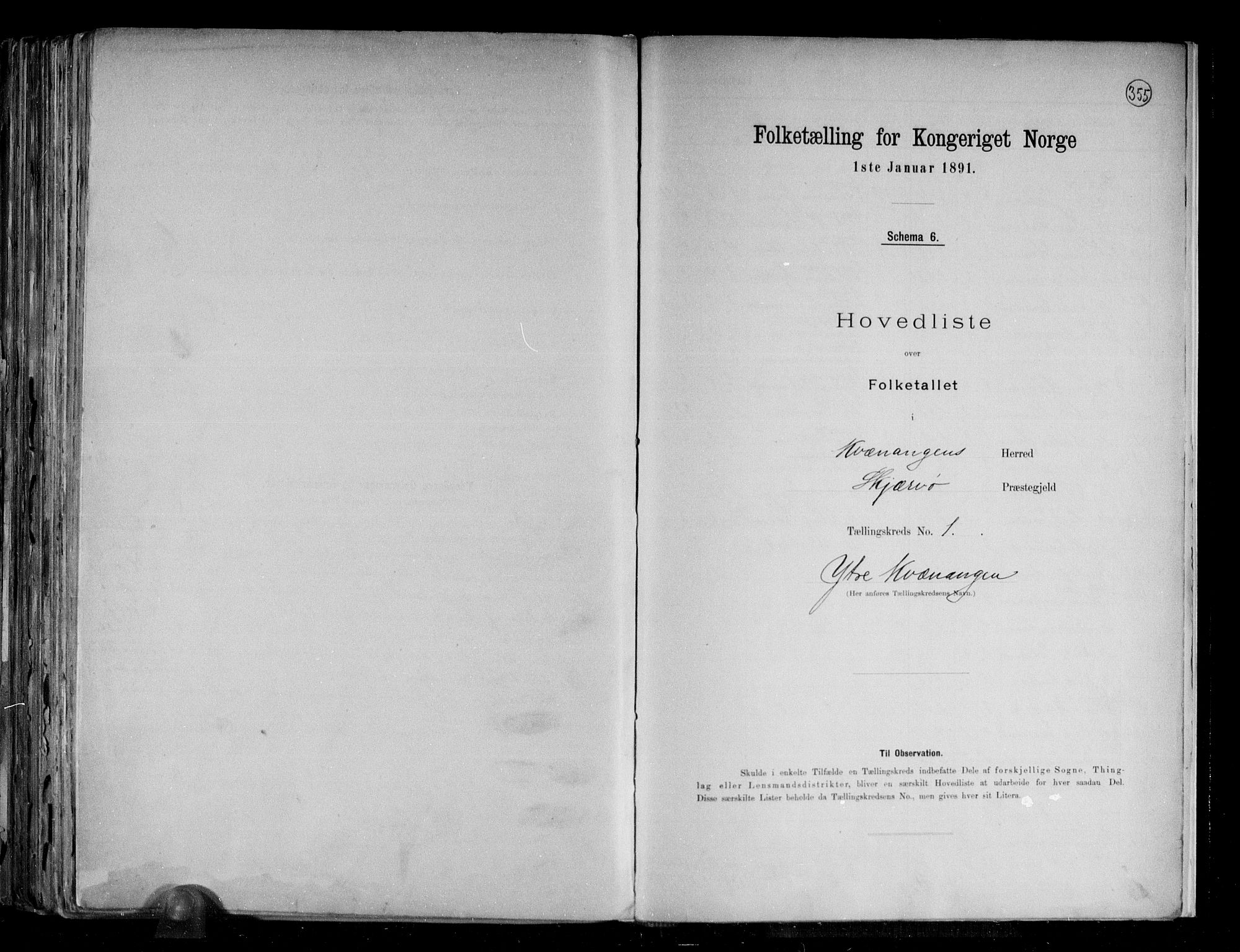 RA, 1891 census for 1943 Kvænangen, 1891, p. 4