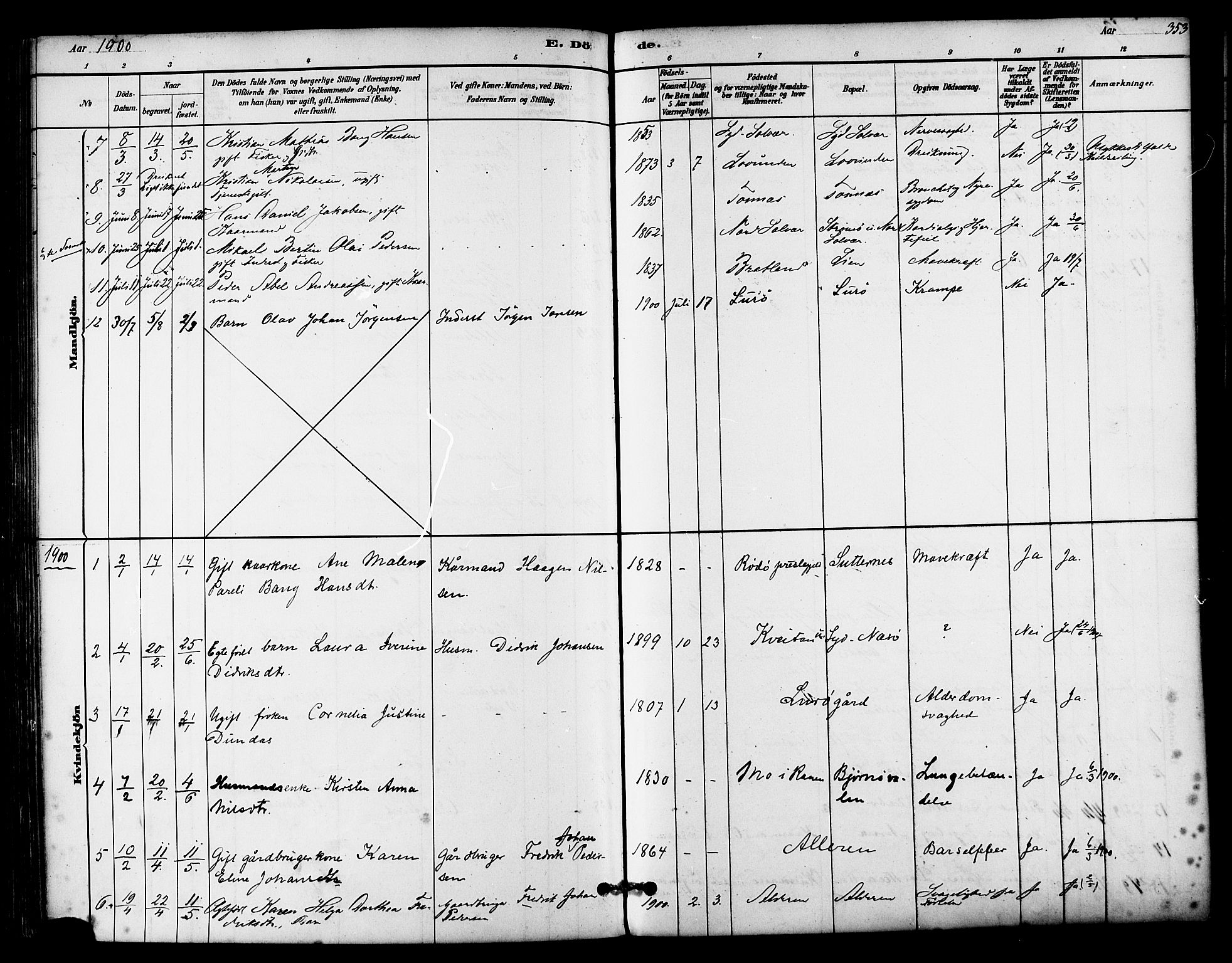 Ministerialprotokoller, klokkerbøker og fødselsregistre - Nordland, AV/SAT-A-1459/839/L0568: Parish register (official) no. 839A05, 1880-1902, p. 353