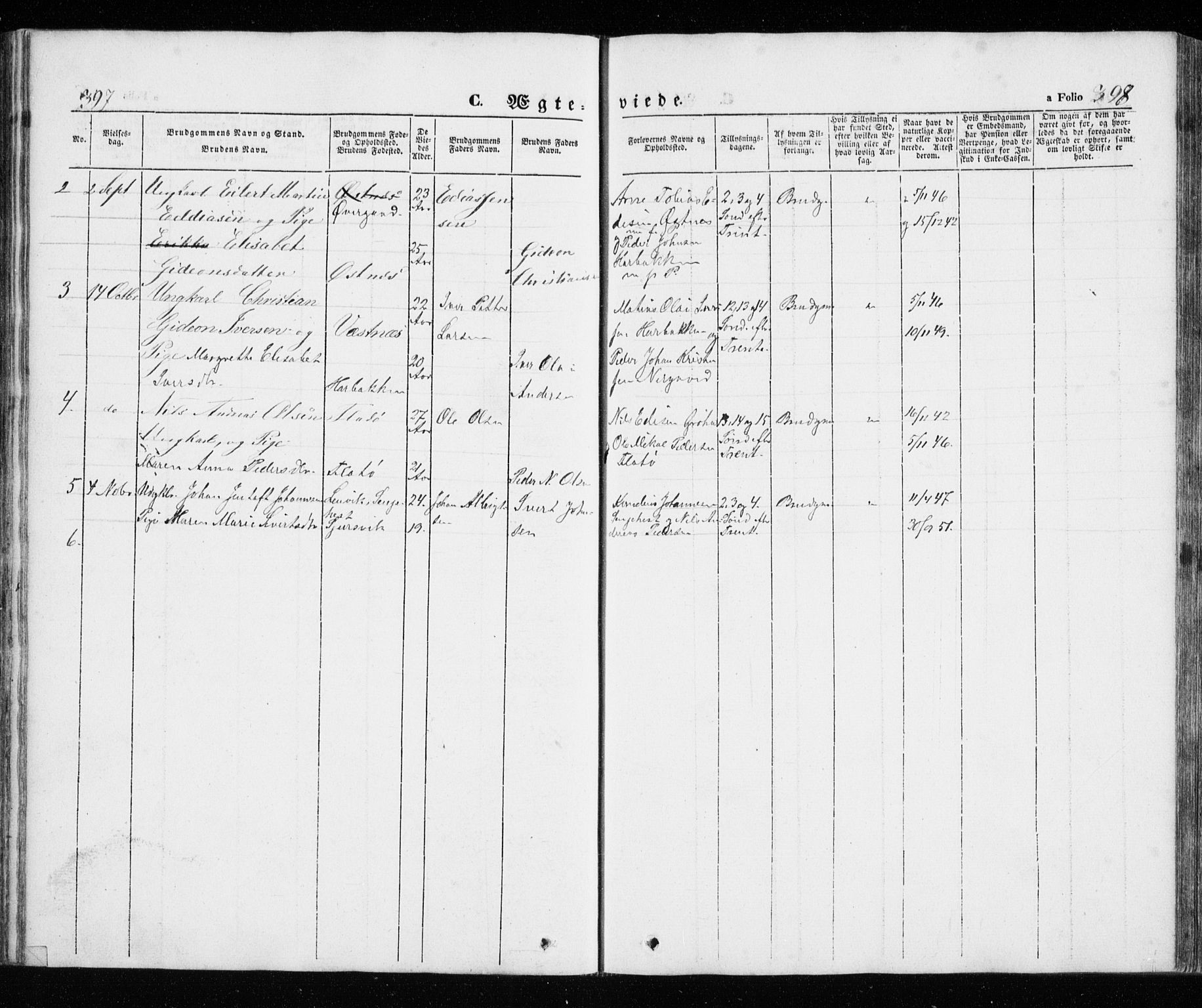 Trondenes sokneprestkontor, SATØ/S-1319/H/Ha/L0010kirke: Parish register (official) no. 10, 1840-1865, p. 397-398