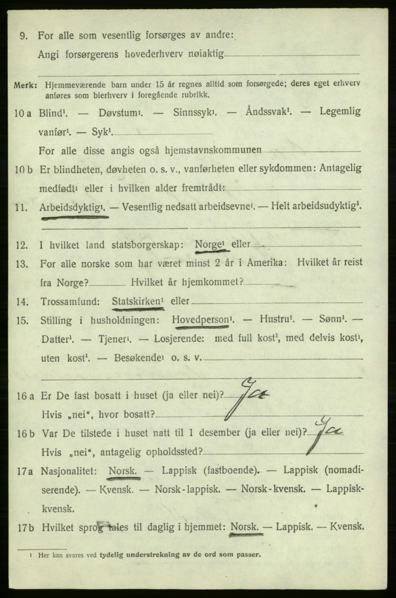 SATØ, 1920 census for Gamvik, 1920, p. 599