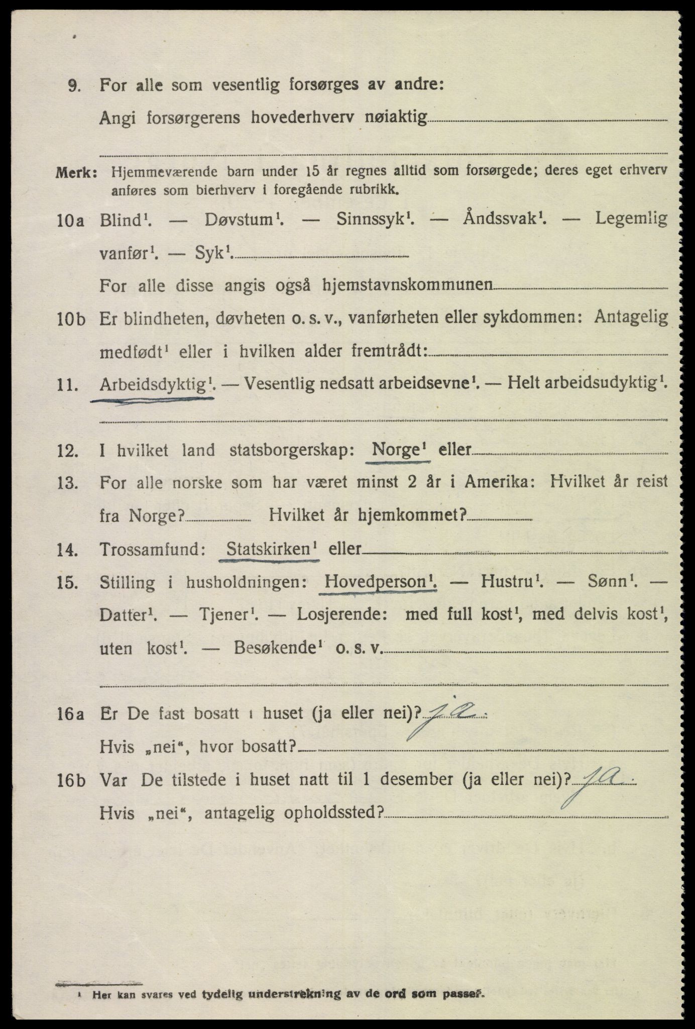 SAK, 1920 census for Lyngdal, 1920, p. 1580