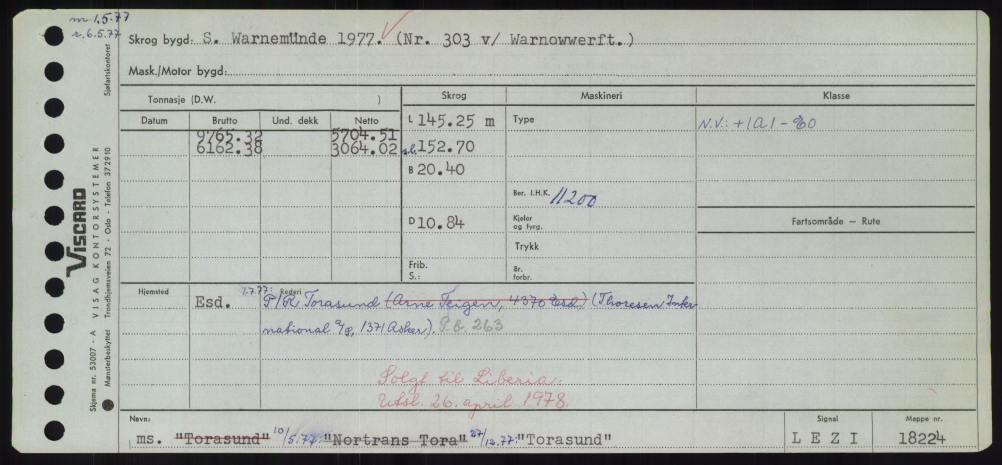 Sjøfartsdirektoratet med forløpere, Skipsmålingen, RA/S-1627/H/Hd/L0039: Fartøy, Ti-Tø, p. 251