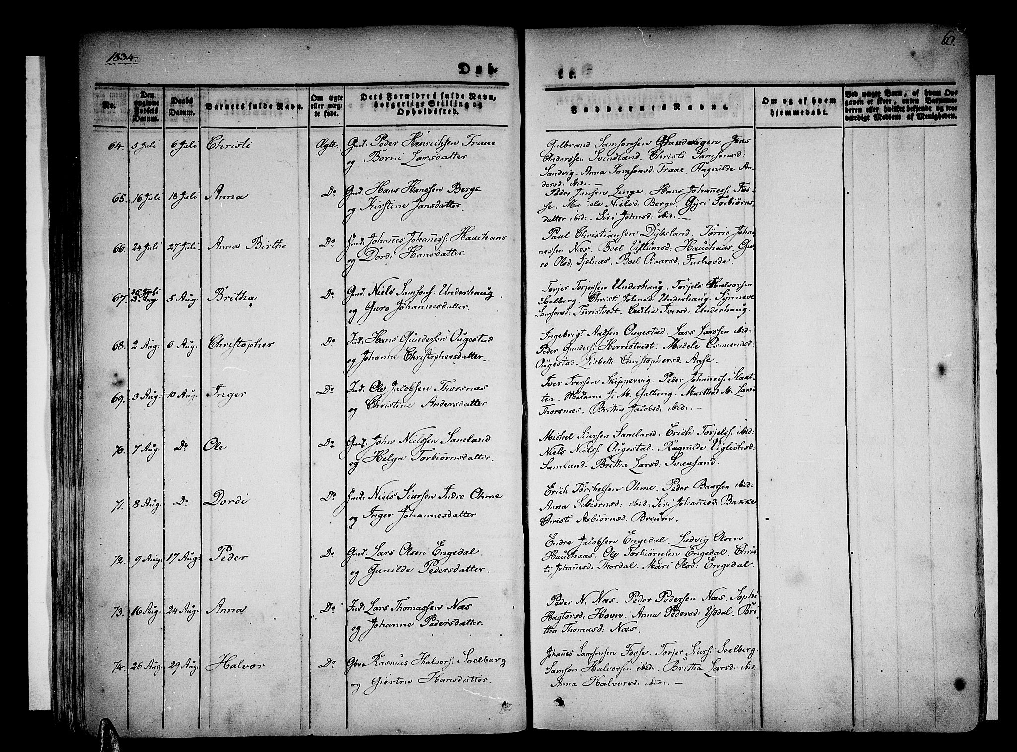 Strandebarm sokneprestembete, SAB/A-78401/H/Haa: Parish register (official) no. A 6, 1826-1843, p. 60