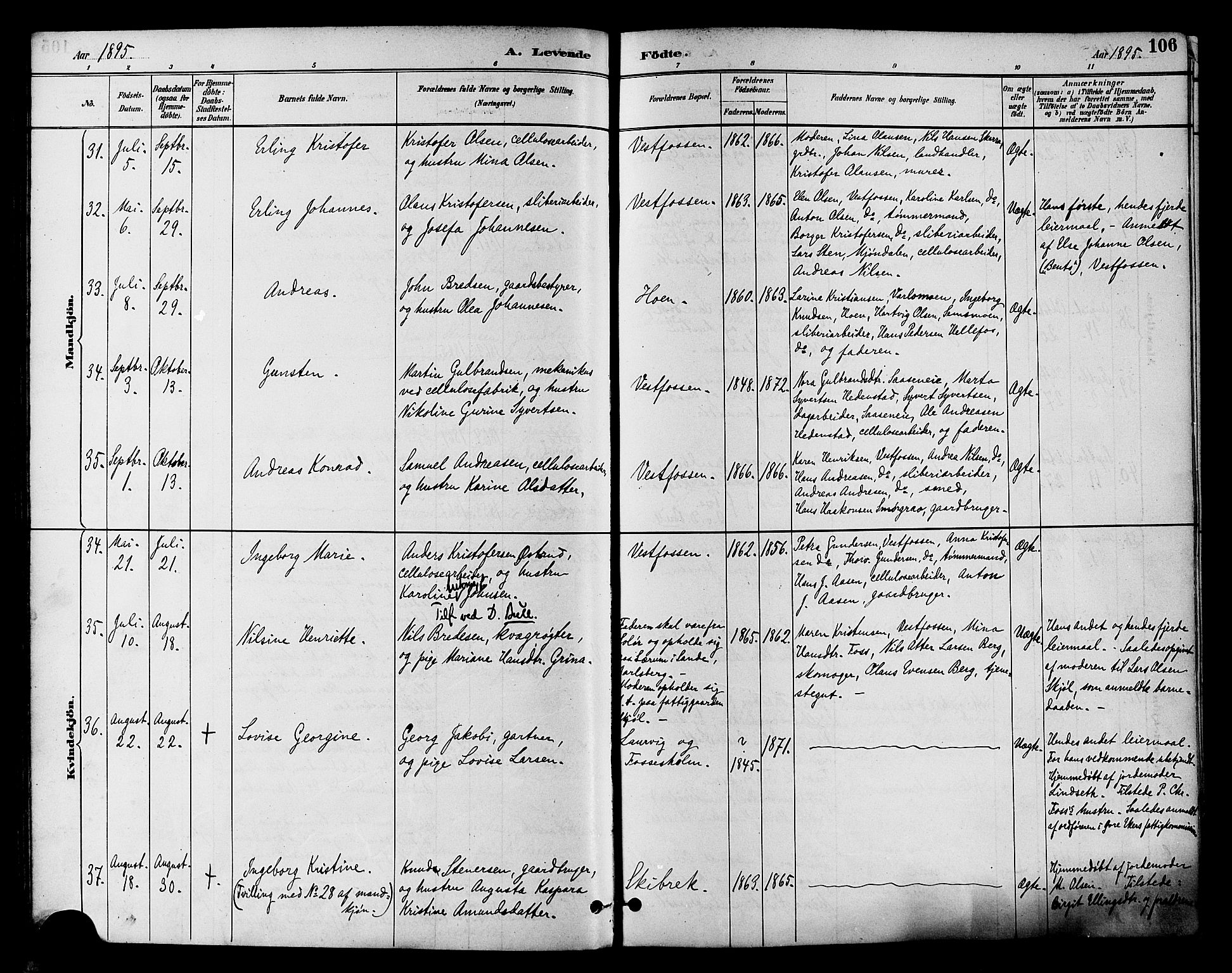 Eiker kirkebøker, AV/SAKO-A-4/F/Fb/L0002: Parish register (official) no. II 2, 1889-1896, p. 106