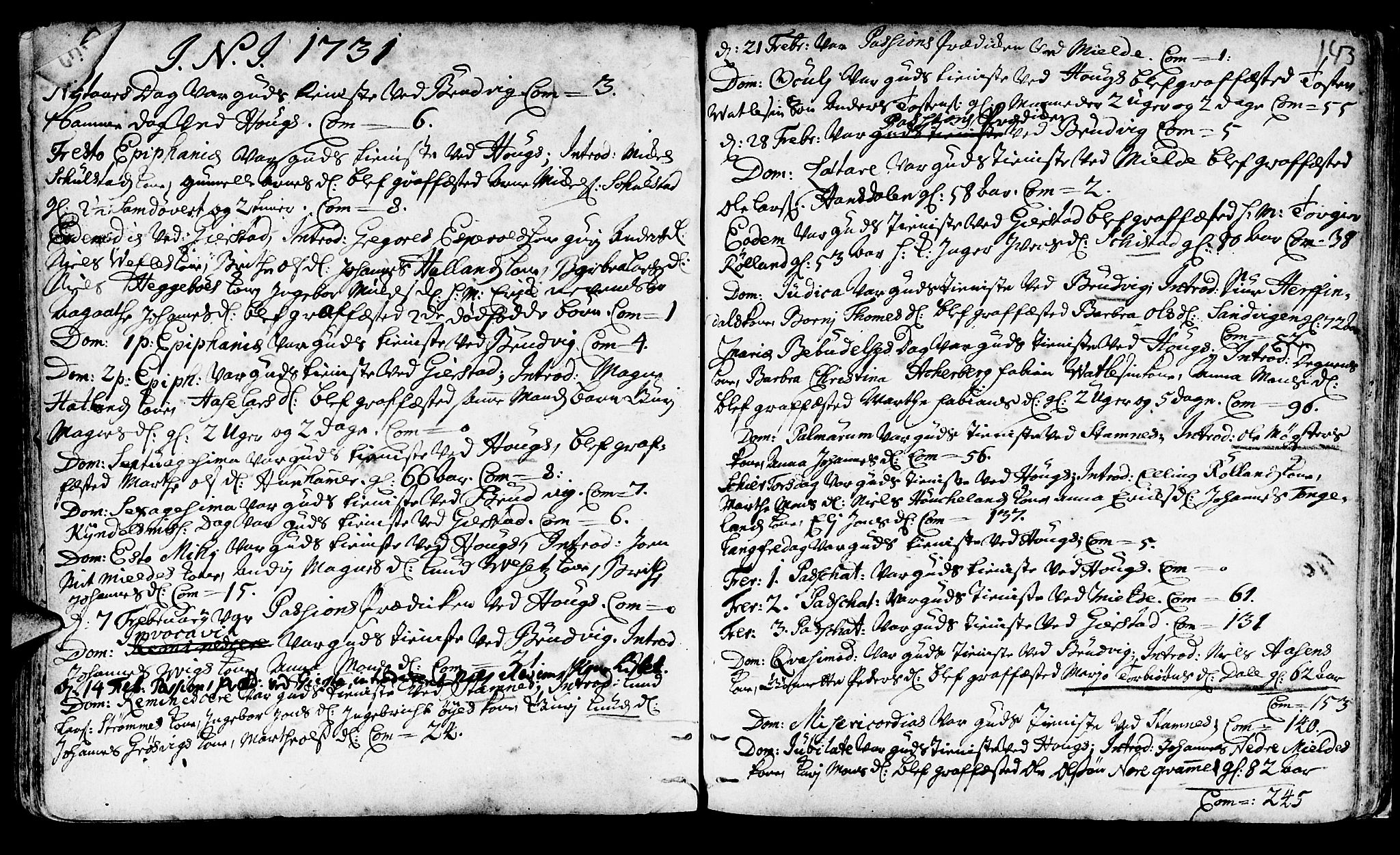 Haus sokneprestembete, AV/SAB-A-75601/H/Haa: Parish register (official) no. A 4, 1723-1733, p. 143