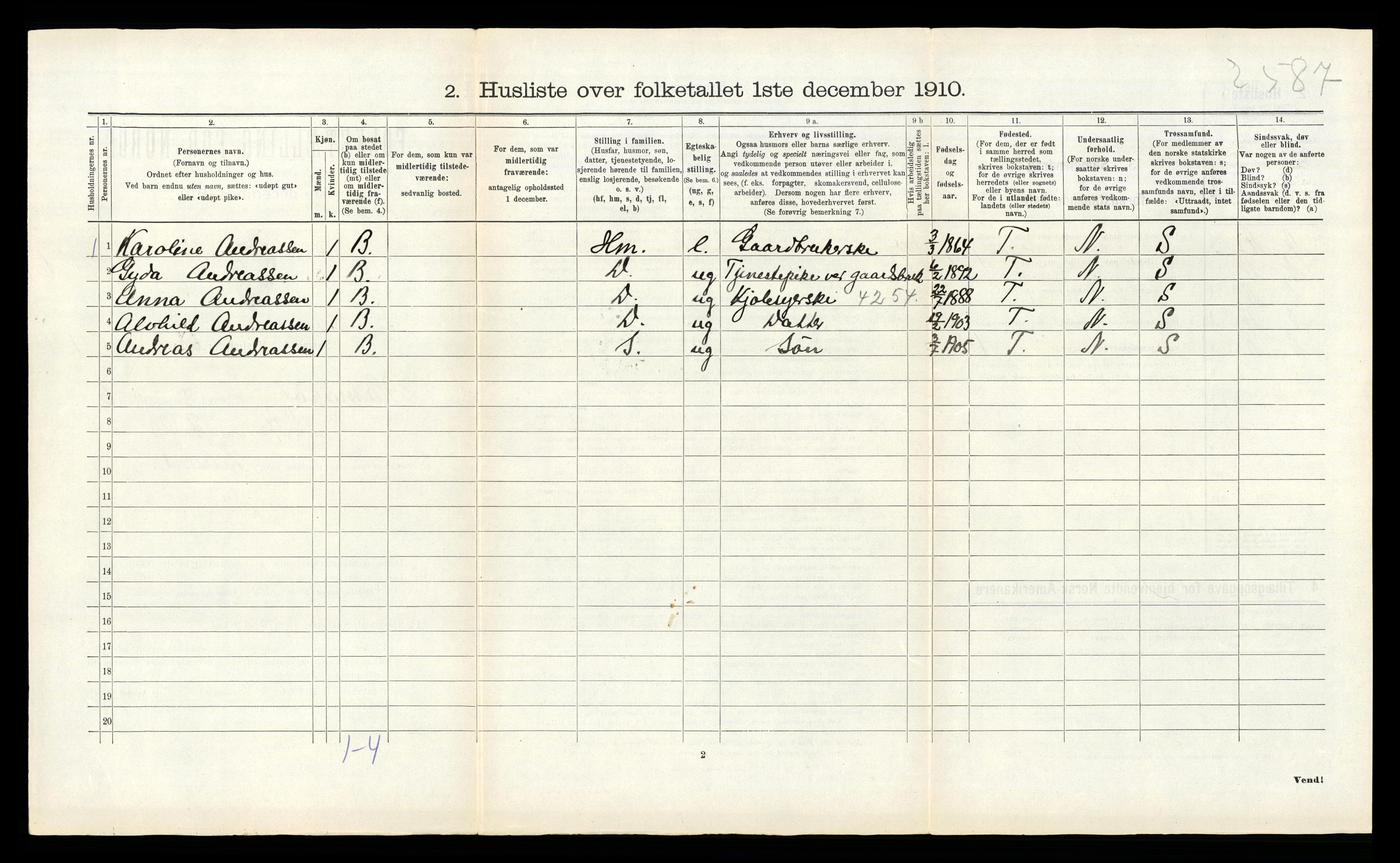 RA, 1910 census for Hamarøy, 1910, p. 713