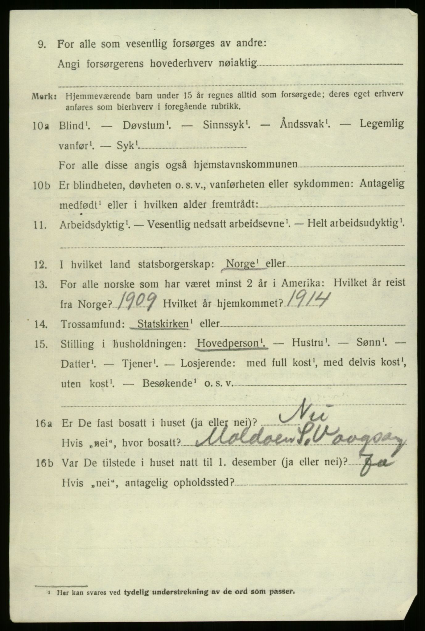 SAB, 1920 census for Bremanger, 1920, p. 1607