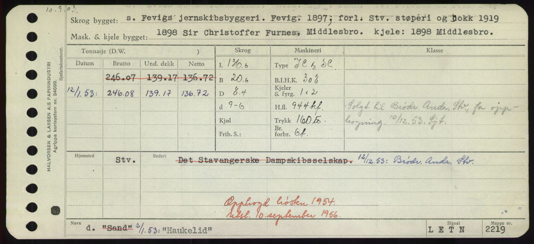 Sjøfartsdirektoratet med forløpere, Skipsmålingen, RA/S-1627/H/Hd/L0014: Fartøy, H-Havl, p. 435