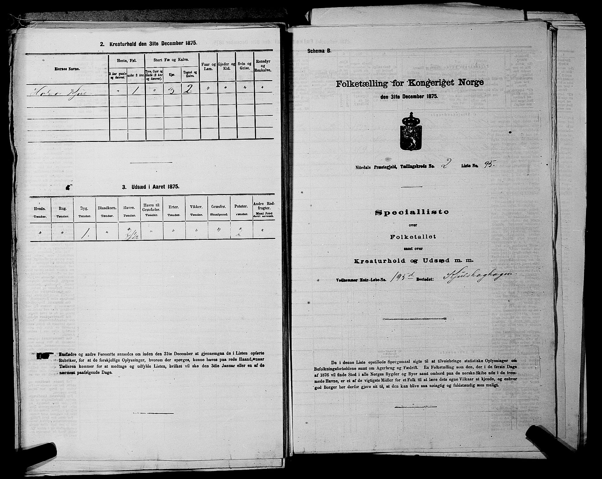 RA, 1875 census for 0233P Nittedal, 1875, p. 388