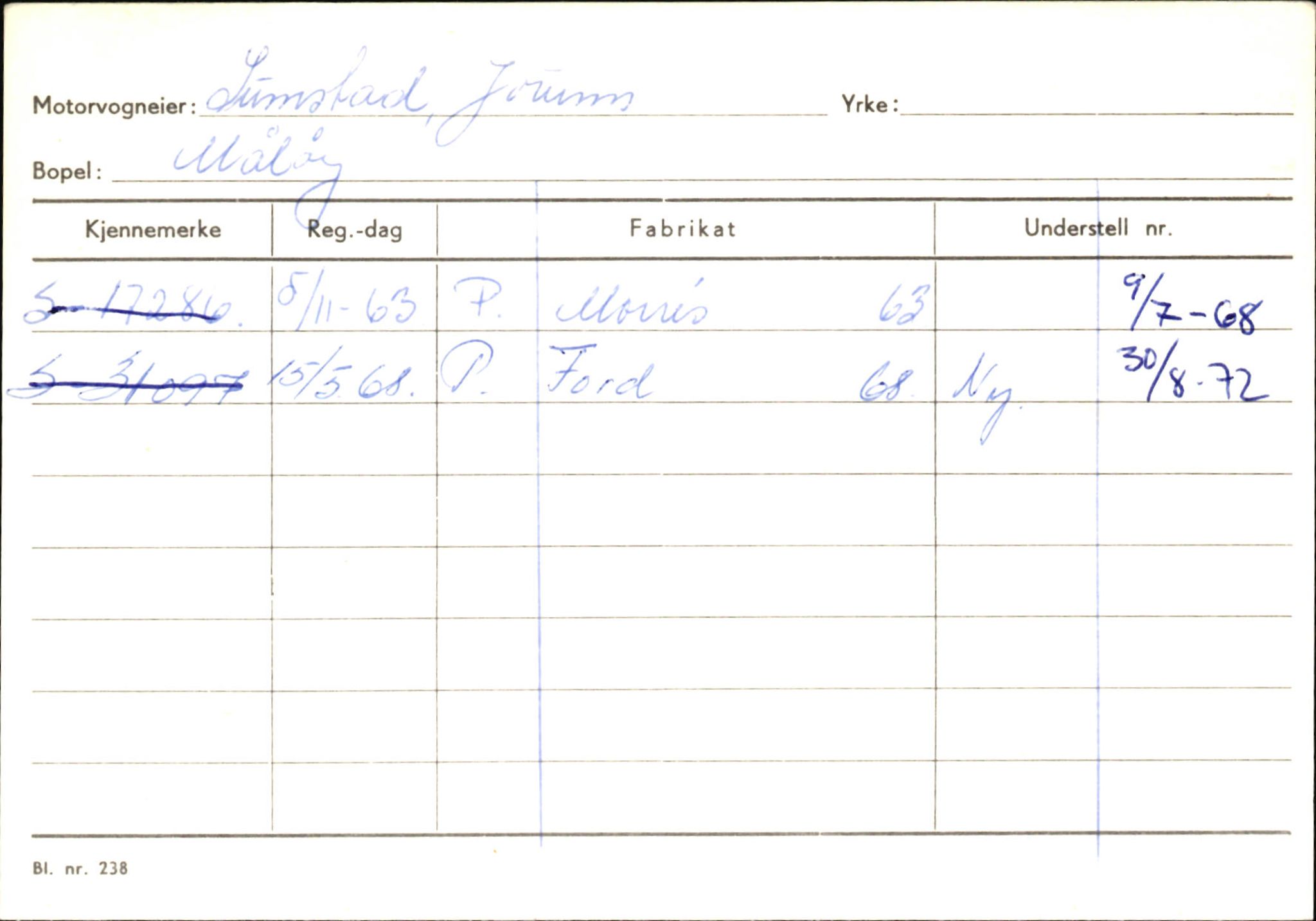 Statens vegvesen, Sogn og Fjordane vegkontor, SAB/A-5301/4/F/L0145: Registerkort Vågsøy S-Å. Årdal I-P, 1945-1975, p. 292