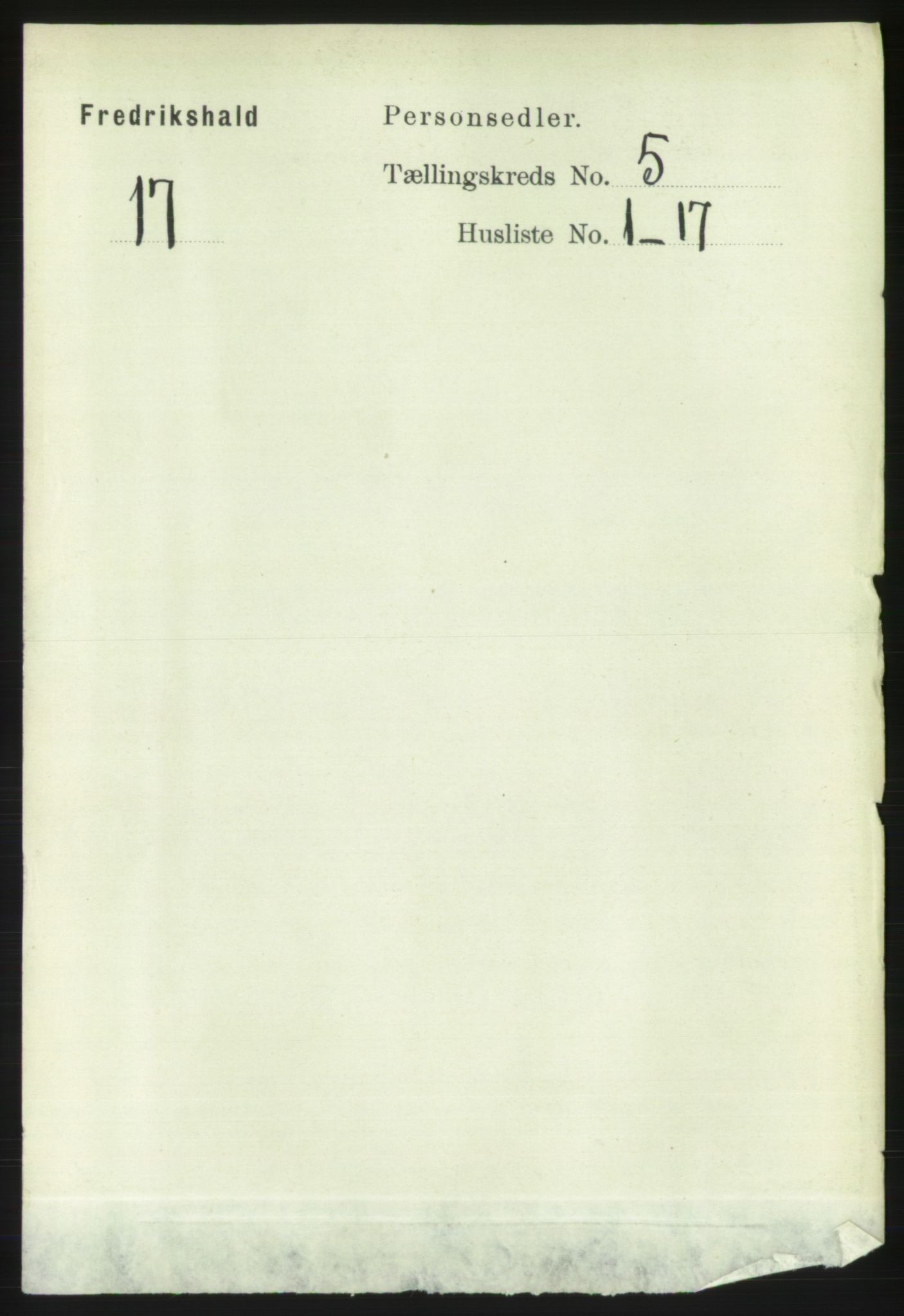 RA, 1891 census for 0101 Fredrikshald, 1891, p. 4051