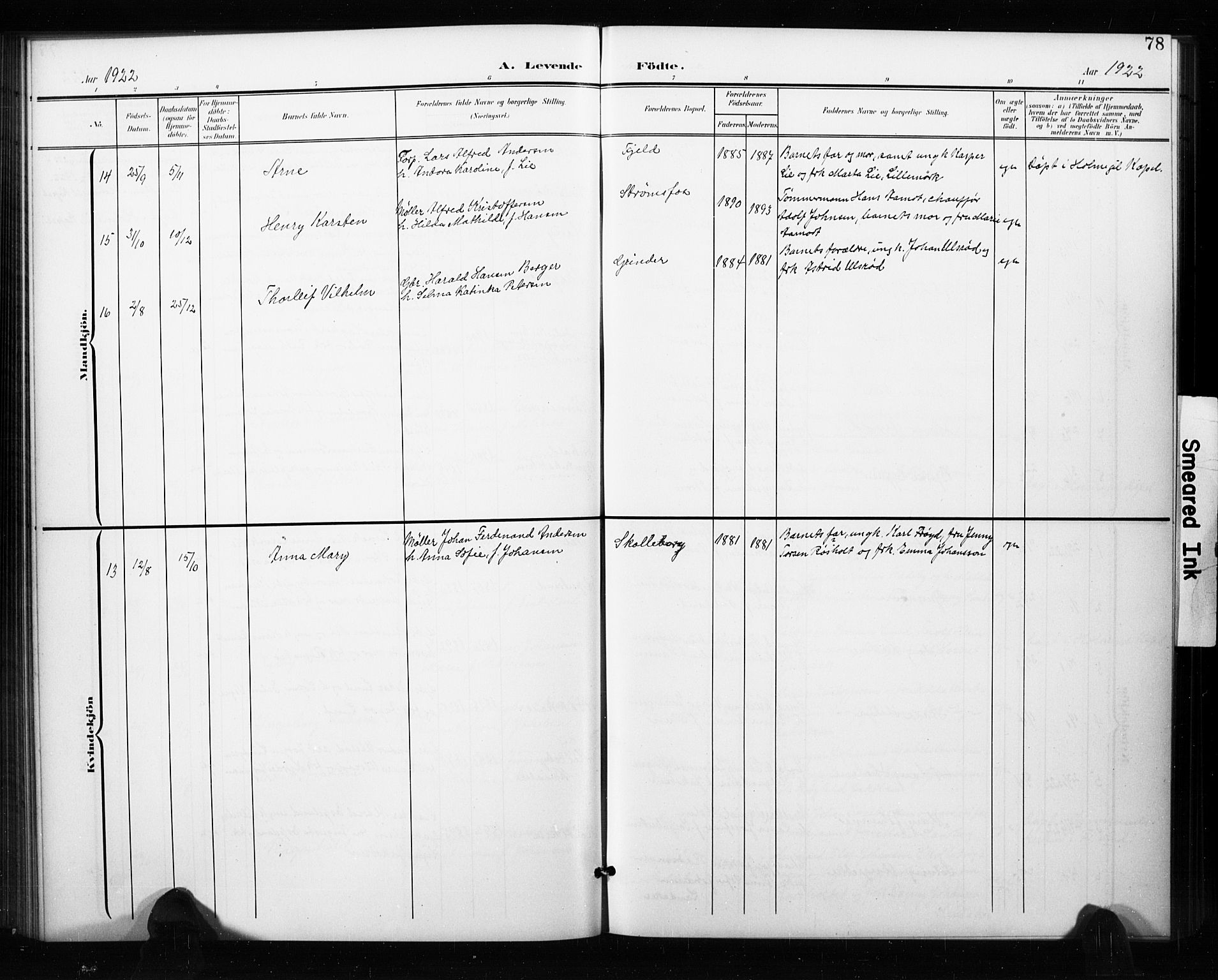 Aremark prestekontor Kirkebøker, AV/SAO-A-10899/G/Ga/L0002: Parish register (copy) no. I 2, 1901-1928, p. 78