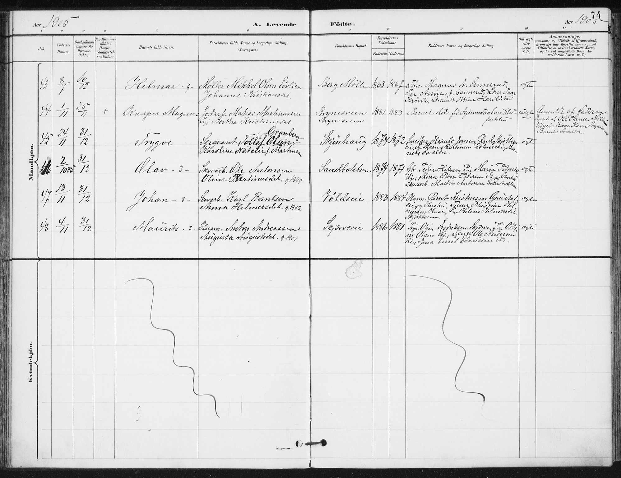 Romedal prestekontor, SAH/PREST-004/K/L0011: Parish register (official) no. 11, 1896-1912, p. 74